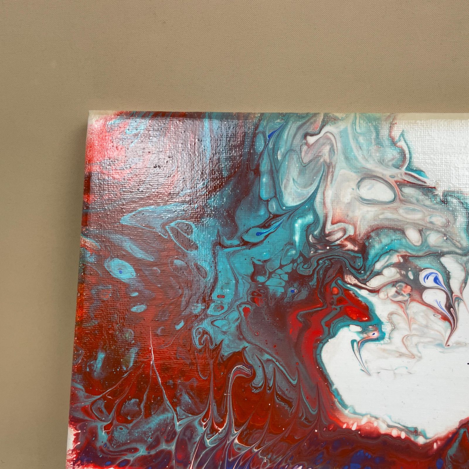 Vintage Marbled Painting Picture Original Artwork On Canvas Marble Pattern Wood Frame Painted Art Rectangle 31x22.7cm Wall Hanging Marbling photo vinterior