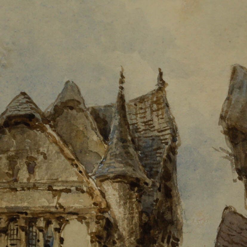 Follower Of Samuel Prout Framed 19th Century Watercolour, A Street In Augsburg photo Art