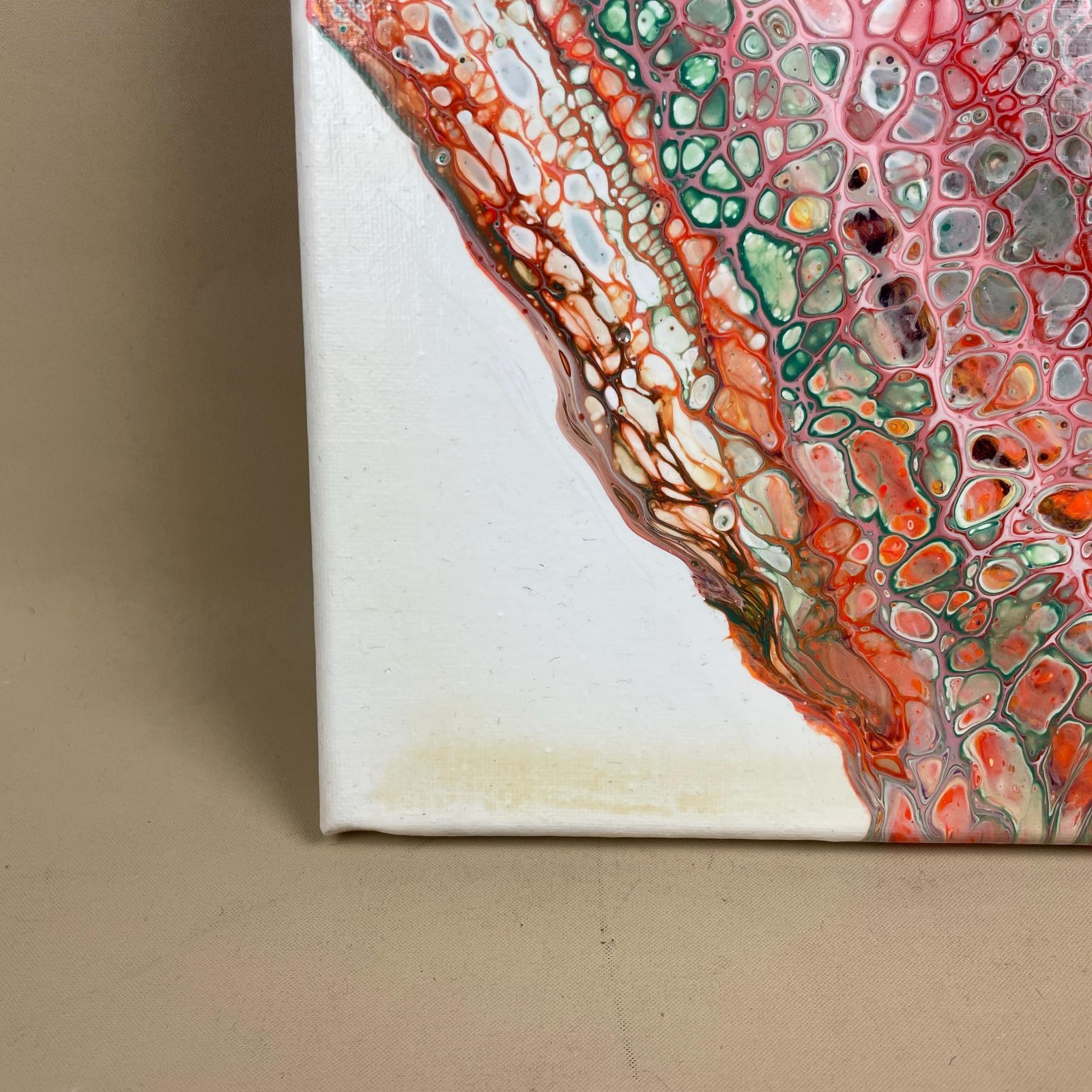 Vintage Marbled Painting Picture Original Artwork On Canvas Marble Pattern Wood Frame Painted Art Rectangle 31x22.7cm Wall Hanging Marbling photo vinterior