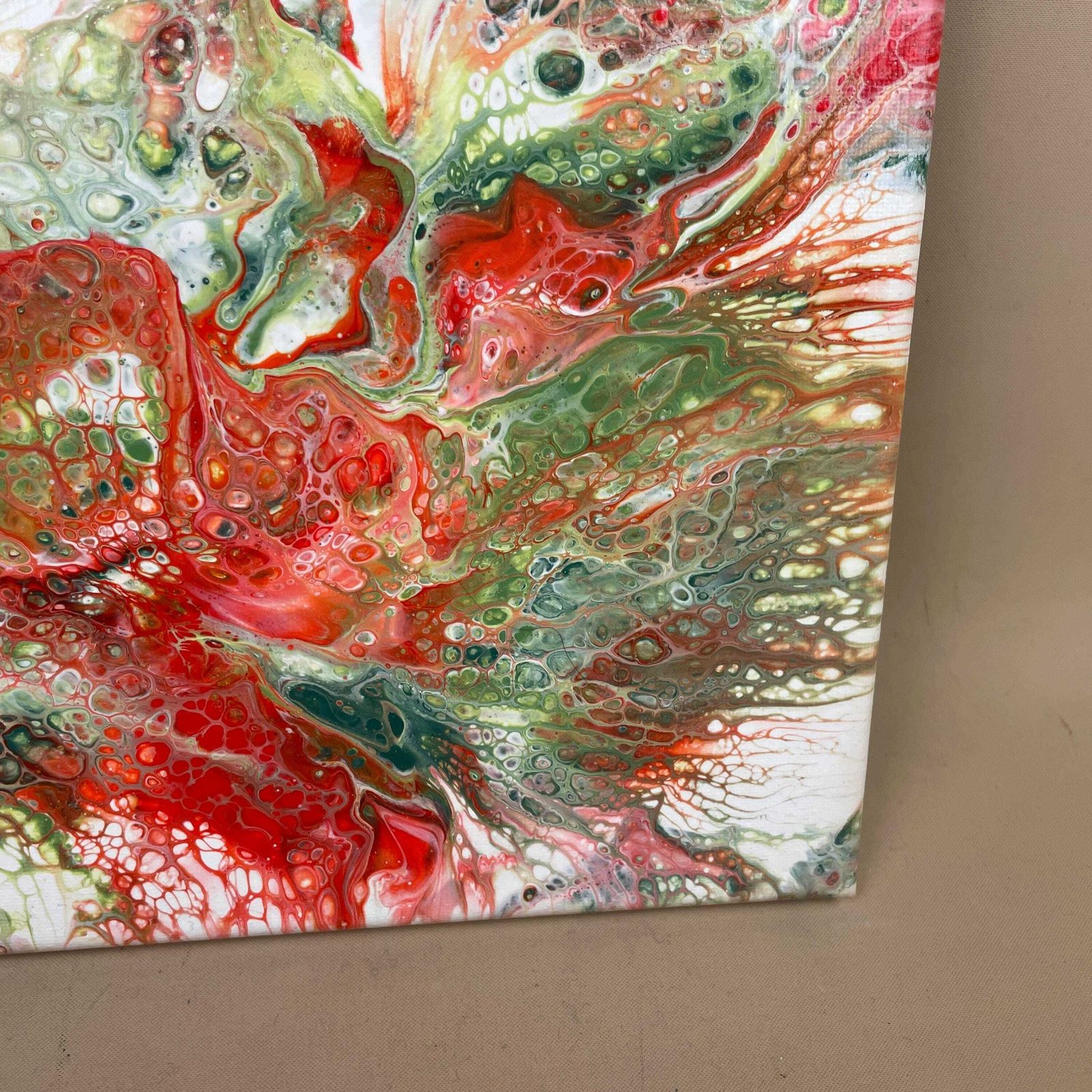 Vintage Marbled Painting Picture Original Artwork On Canvas Marble Pattern Wood Frame Painted Art Rectangle 31x22.7cm Wall Hanging Marbling photo 65.0