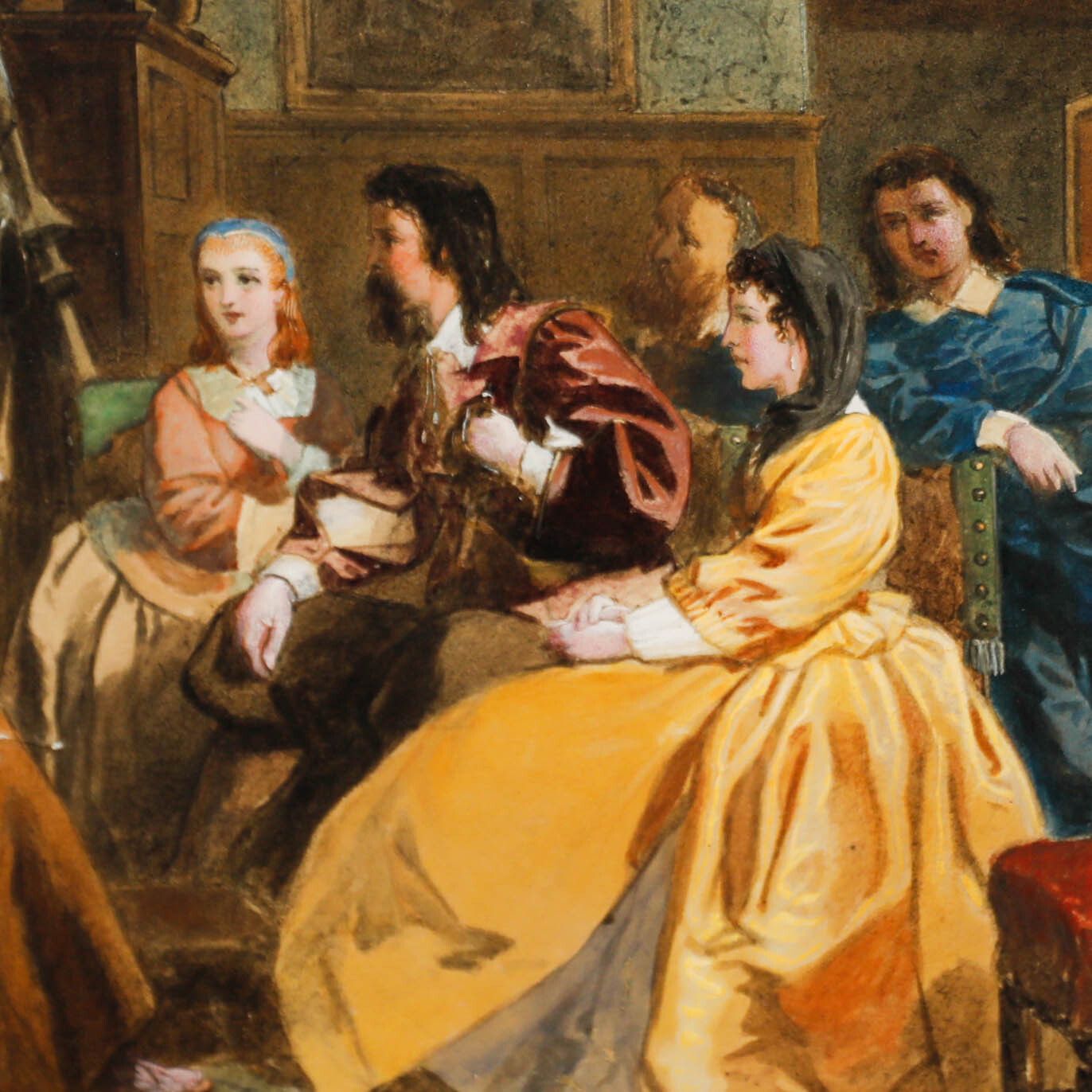 John Gilbert (1817 1897) 19th Century Watercolour, Master And His Disciples photo Art