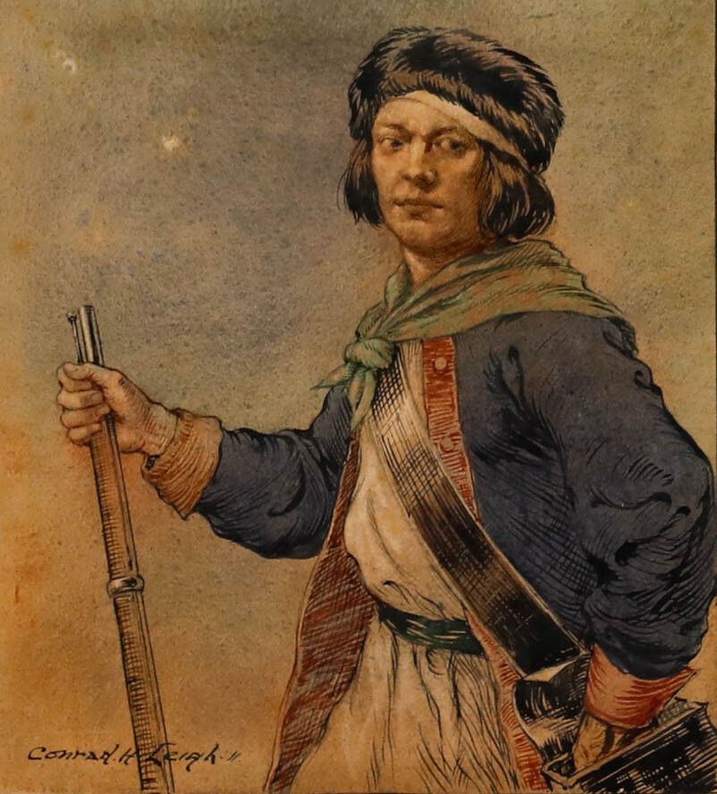 Conrad Heighton Leigh (1883 1958) Watercolour, Portrait Of A Solider photo furniture