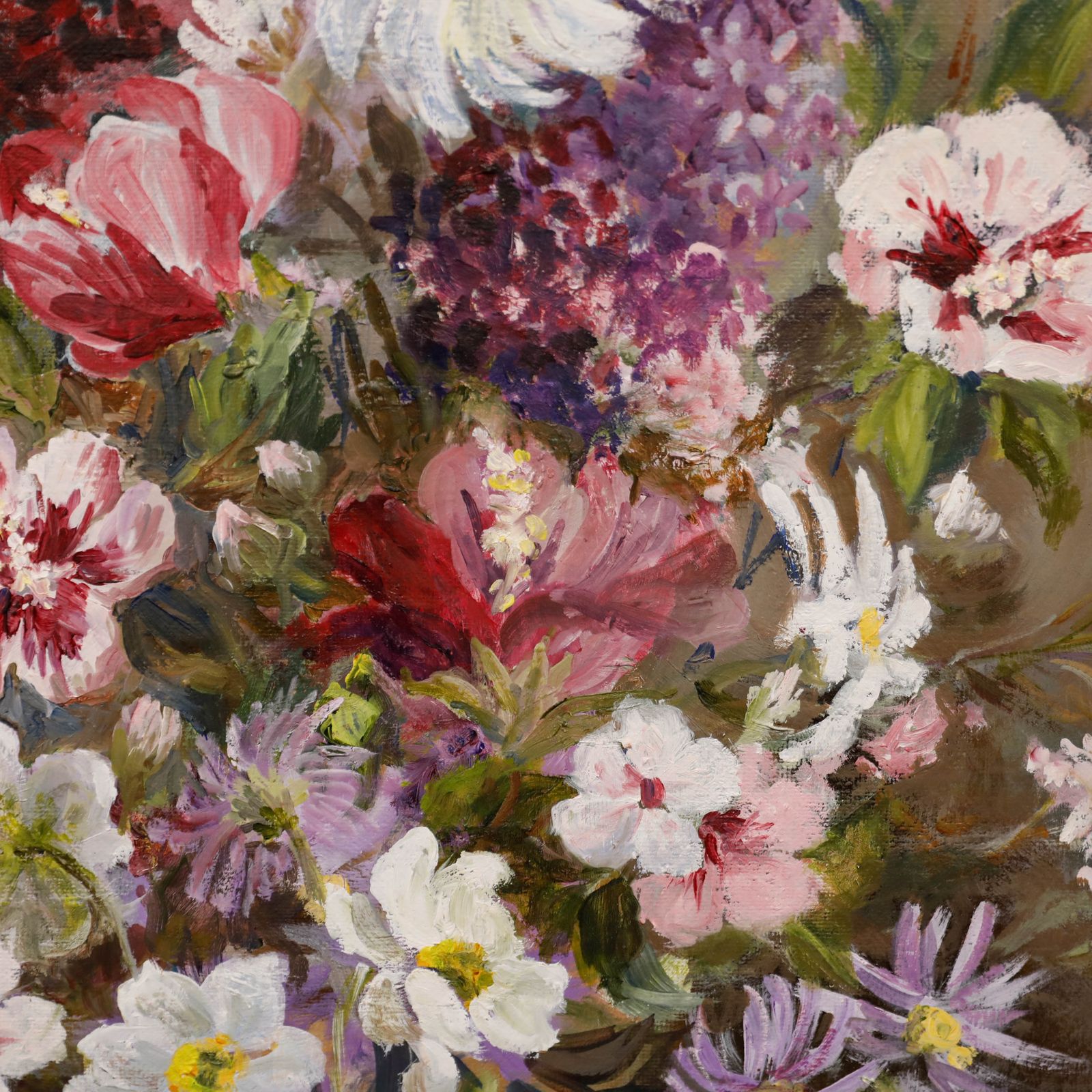 Mid 20th Century Oil Wildflower Arrangement photo Art