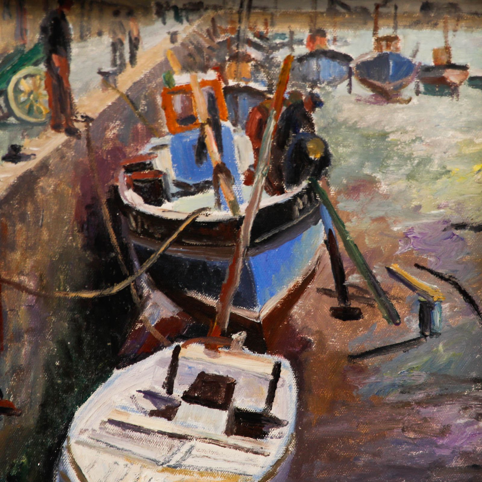 Marjorie Mort (1906 1989) Framed 20th Century Oil, Boat Repairs photo Art