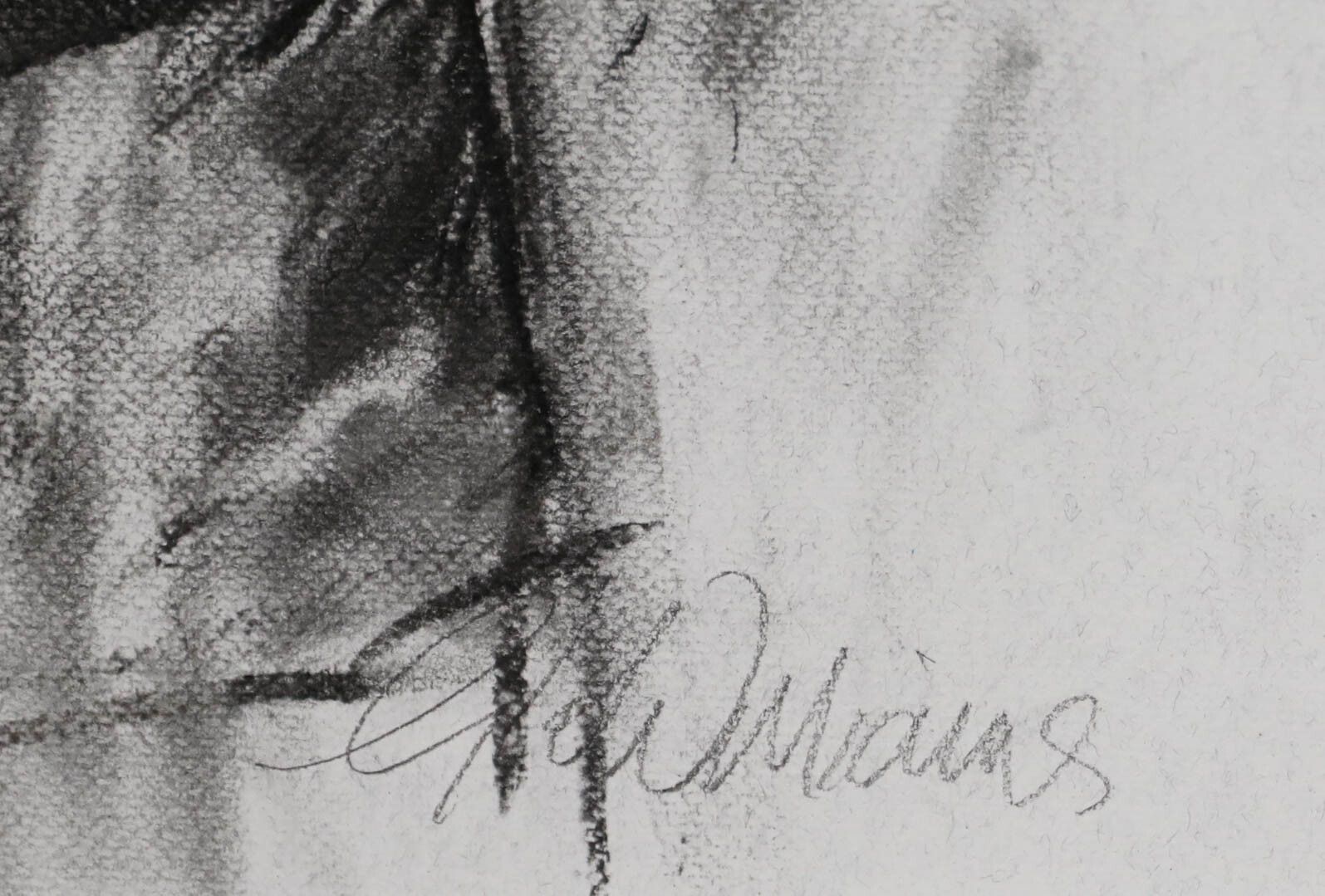 Glo Williams (B.1940) 20th Century Charcoal Drawing, Singing Girl photo vinterior
