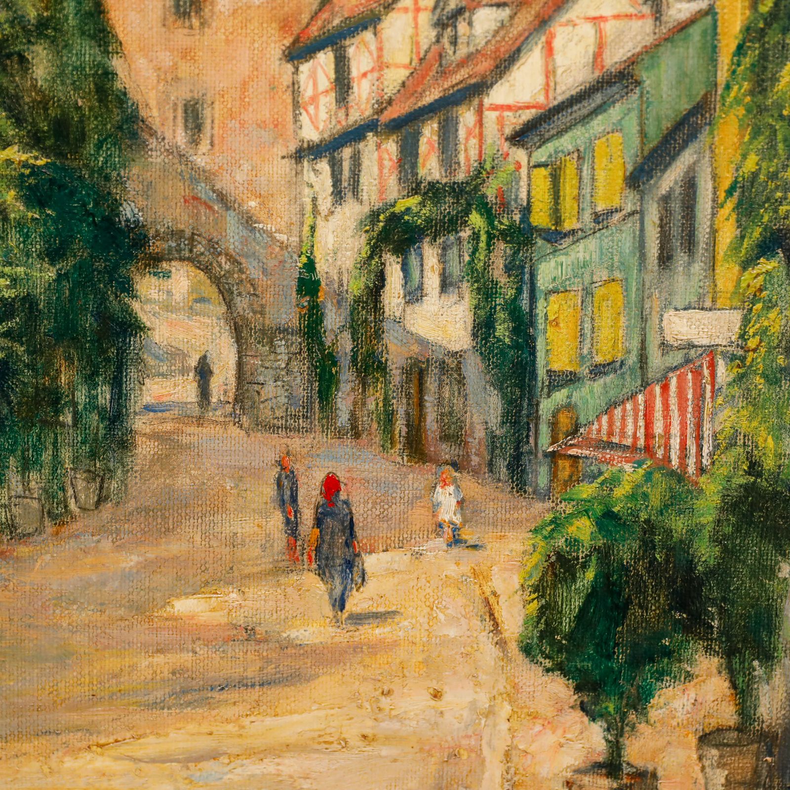 Erich Krause (1886 1954) German School 1942 Oil, A Street In Meersburg photo 367.0