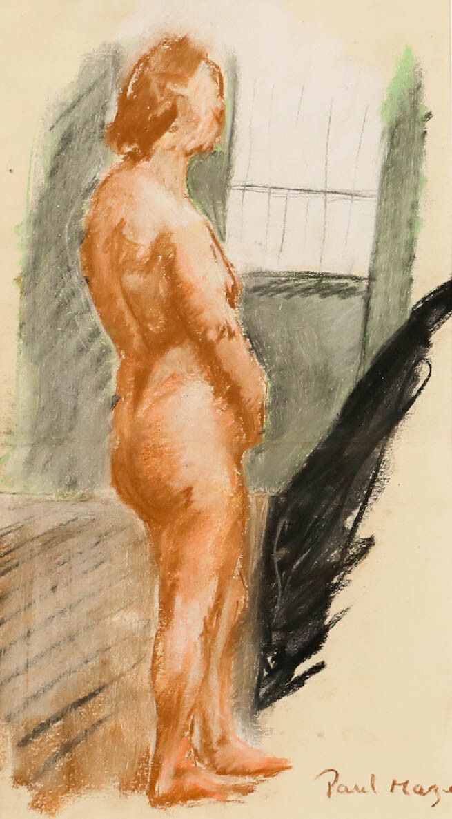 Paul Lucien Maze (1887 1979) Framed Mid 20th Century Pastel, Standing Nude photo furniture