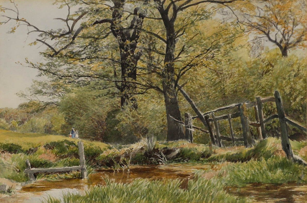 G. Davidson Framed Late 19th Century Watercolour, On The Woodland Boundary photo furniture