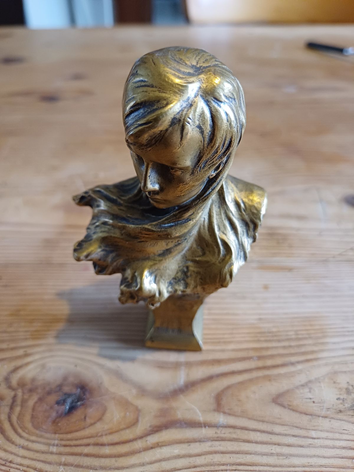 Jules Aimé Grosjean 1872 1906 Gilt Bronze 19th Bust Of Young Woman photo vinterior