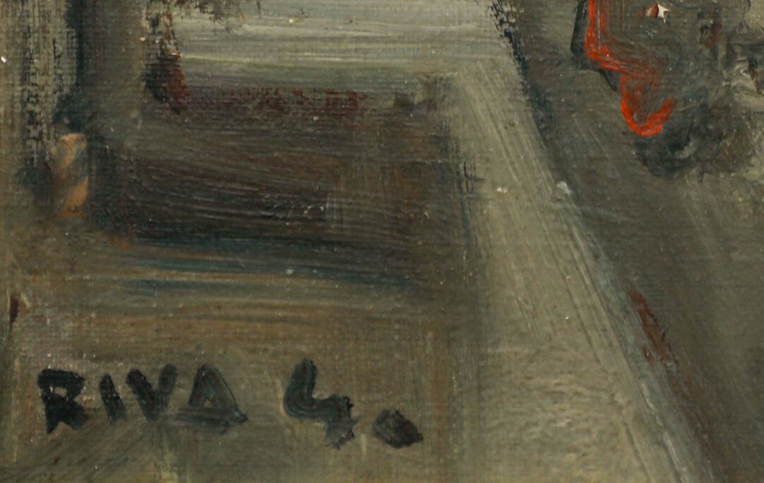 Riva Spanish School  1940 Oil, Spanish Street In Summer photo vinterior