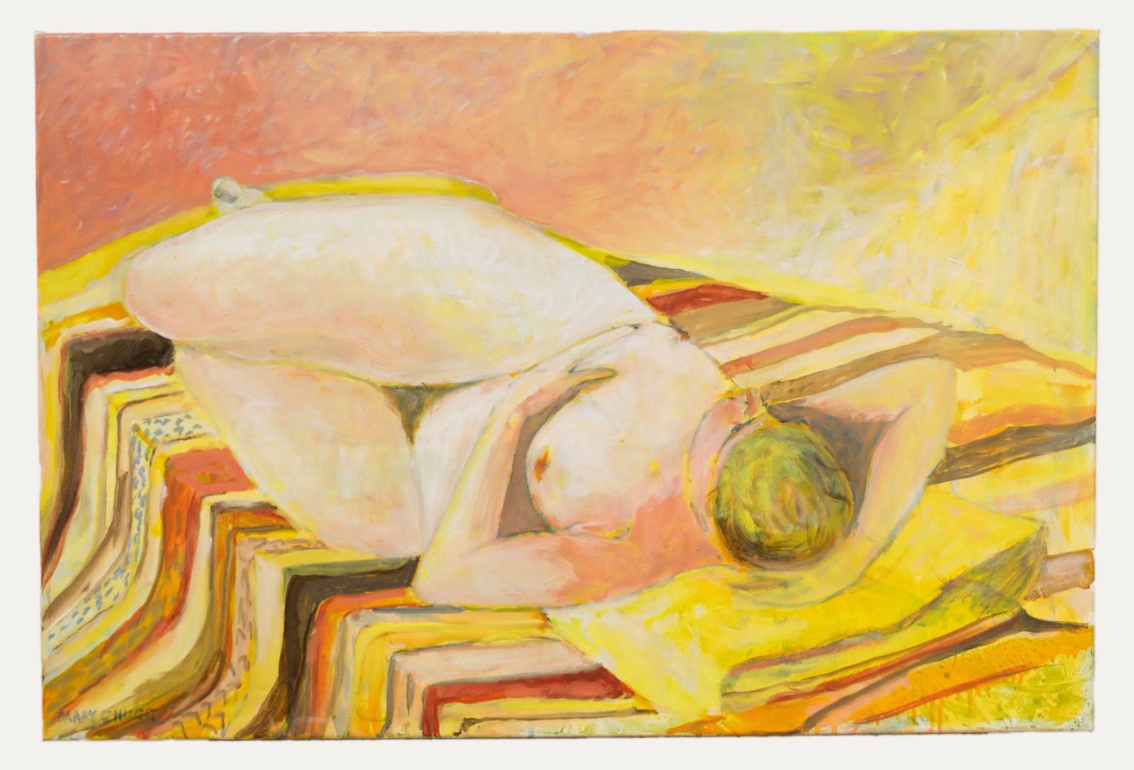 Mary Chugg (1935 2024) Contemporary Oil, Reclining Nude photo furniture