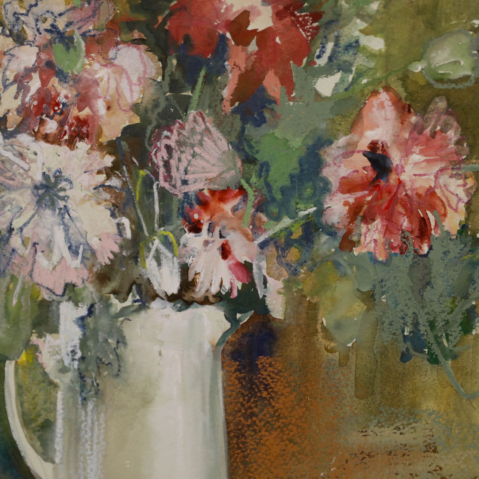 Nola Armstrong 20th Century Mixed Media, Jug Of Poppies photo Art
