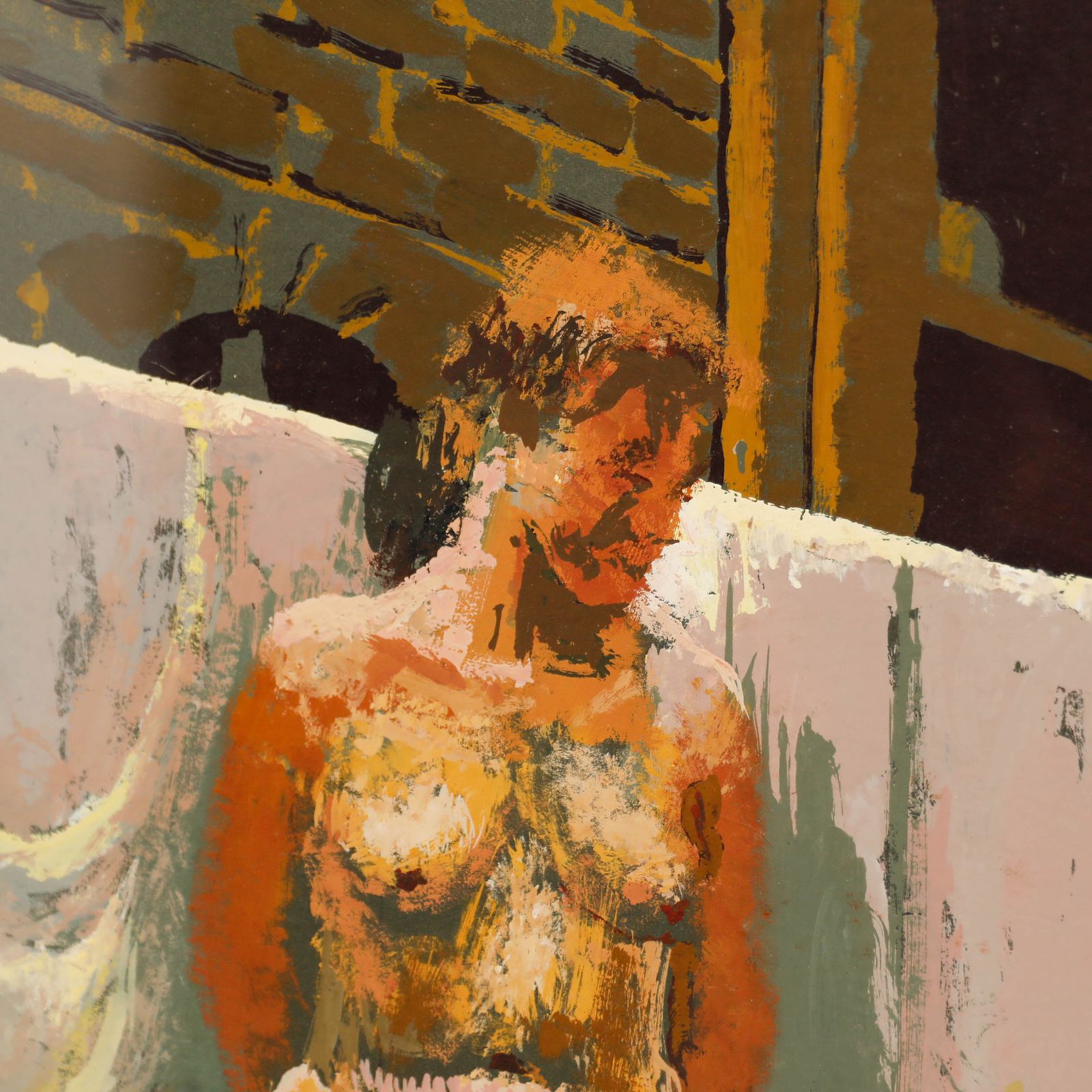 John Semmence (1930 1985) Framed 20th Century Gouache, Nude In An Alleyway photo Art