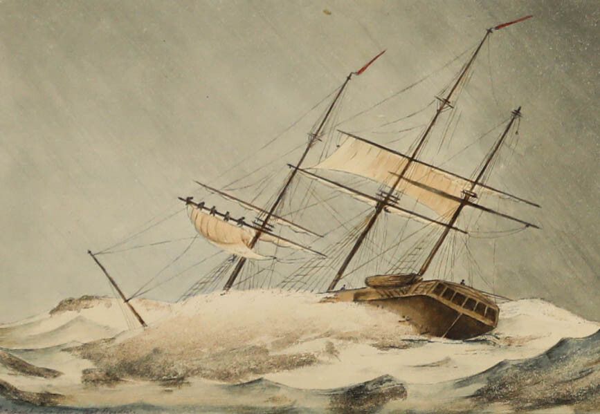 Attrib. R. Warren Vernon  Late 19th Century Watercolour, Listing In Rough Sea photo furniture