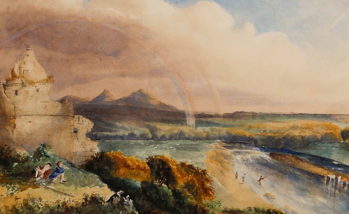 19th Century Watercolour View Of The Double Rainbow photo furniture