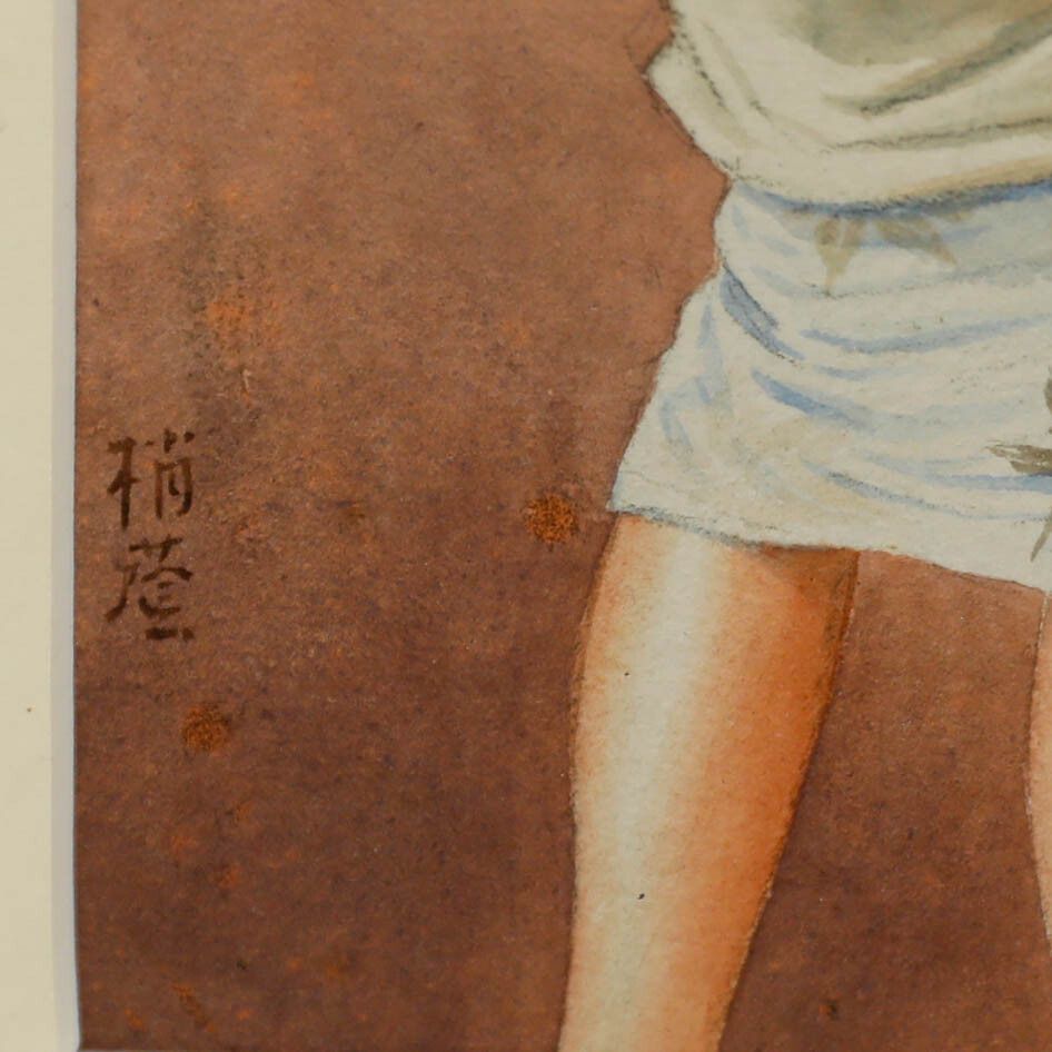 Japanese School Mid 20th Century Watercolour Mother And Daughter photo vinterior