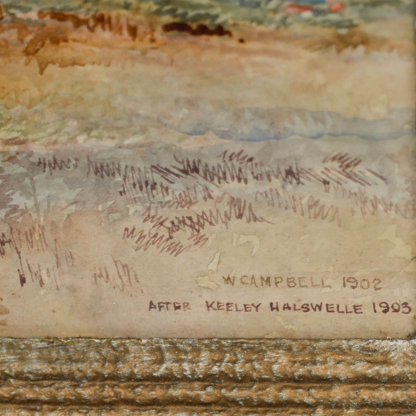 W. Campbell After Keeley Halswelle 1902 Watercolour, The Distant Village photo vinterior