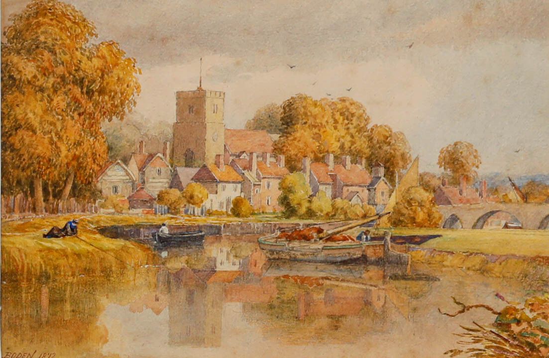 Samuel Standice Boden (1826 1896) 1872 Watercolour, Fishing From The Bank photo furniture