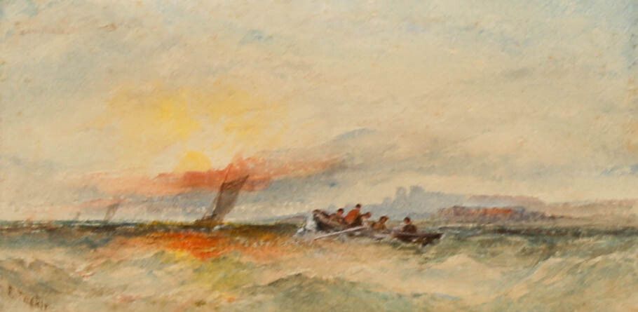 Frederick Tucker (1860 1935) Watercolour, Rowing Into The Sunset photo furniture