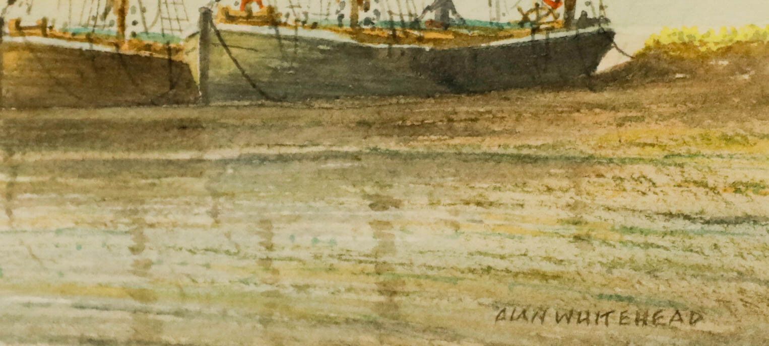 Alan Whitehead (B.1952) Framed Contemporary Watercolour, Waiting For The Tide photo vinterior