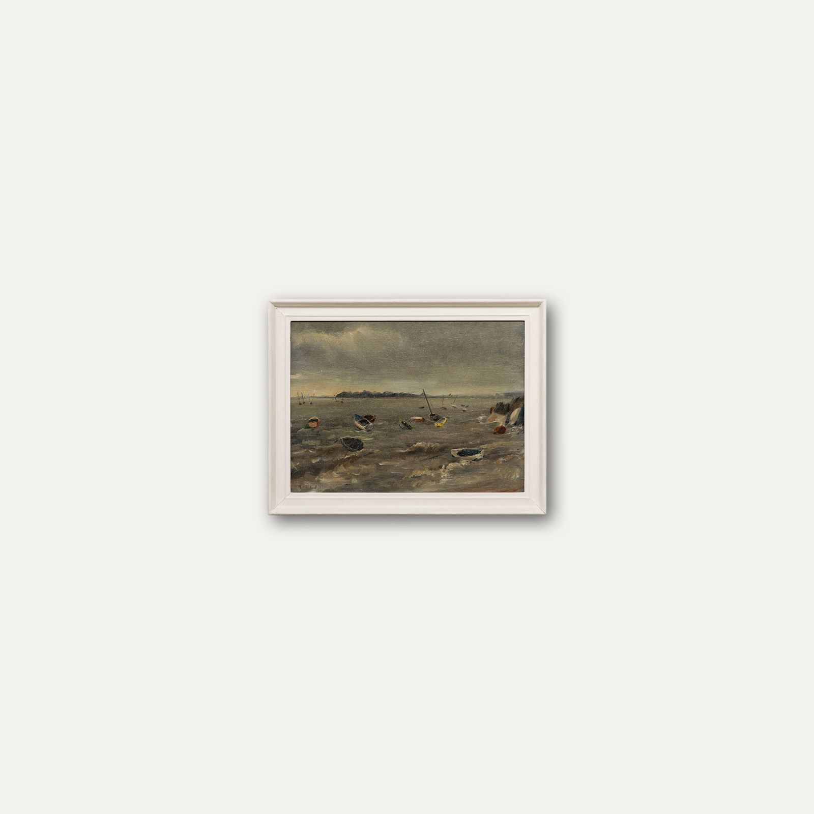Framed 20th Century Oil Bobbing Boats photo buy