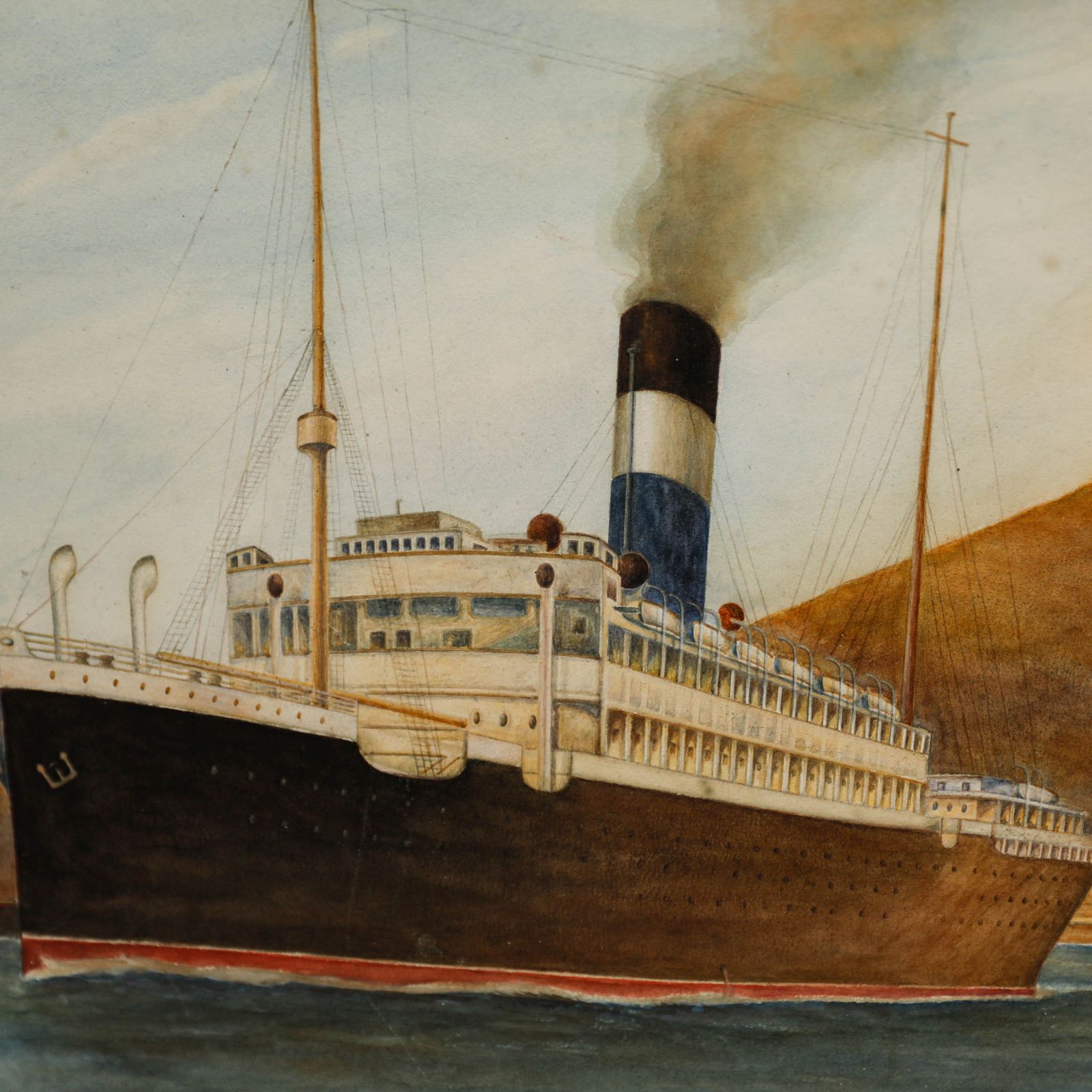 Framed Late 19th Century Watercolour Study Of A Passenger Steamer photo Art