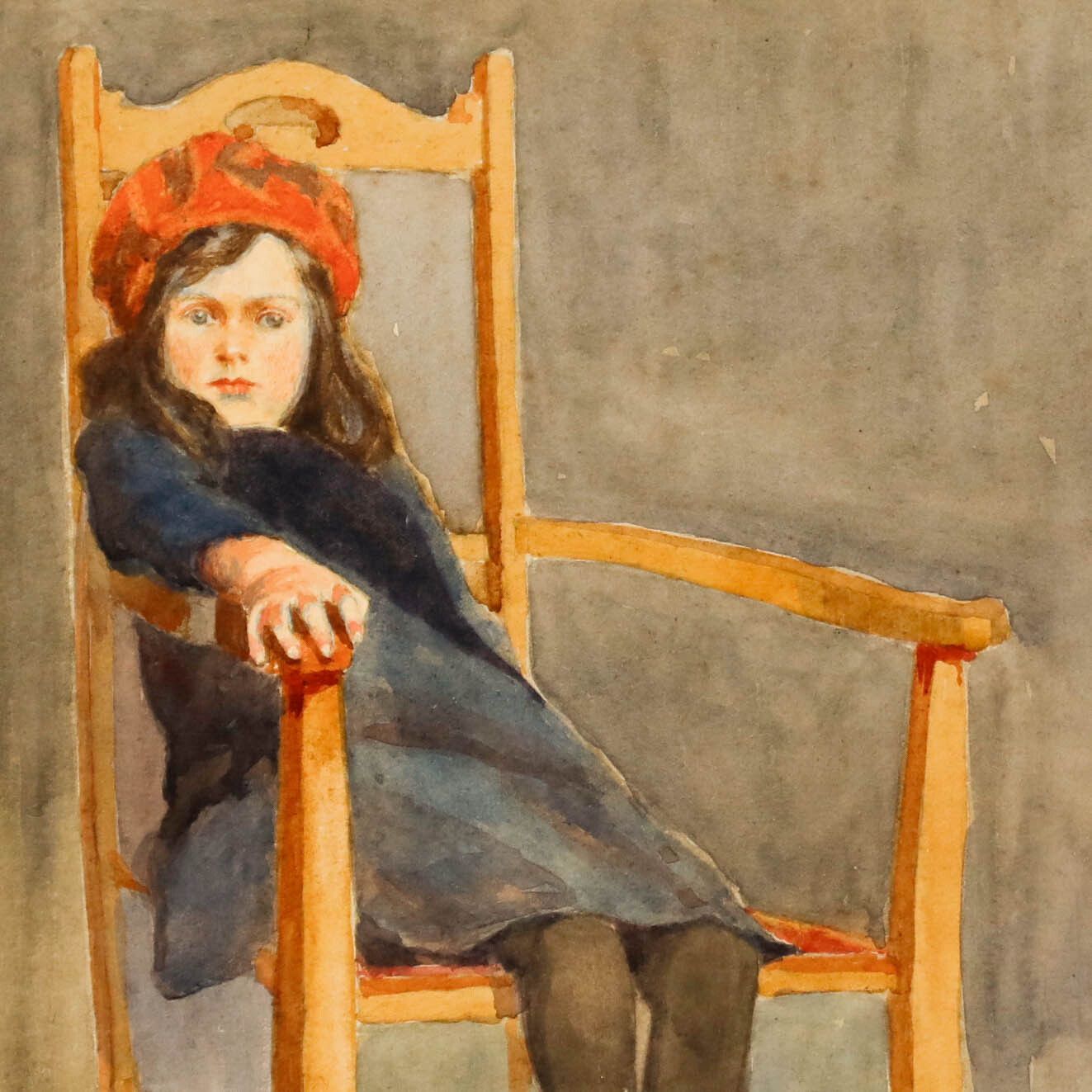 William Hyams (1878 1952) Framed Watercolour, The Artist's Daughter photo Art
