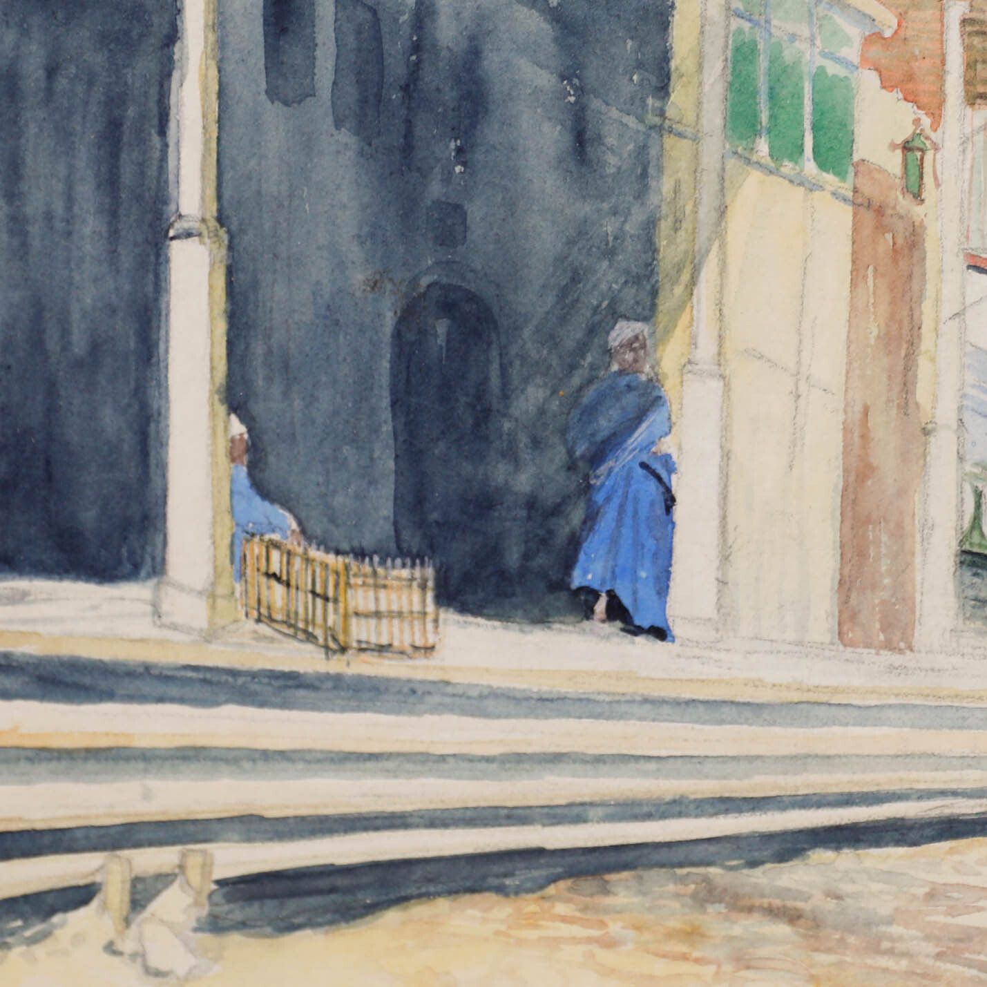 C. Woodward Framed 1919 Watercolour, North African Street Scene photo Art