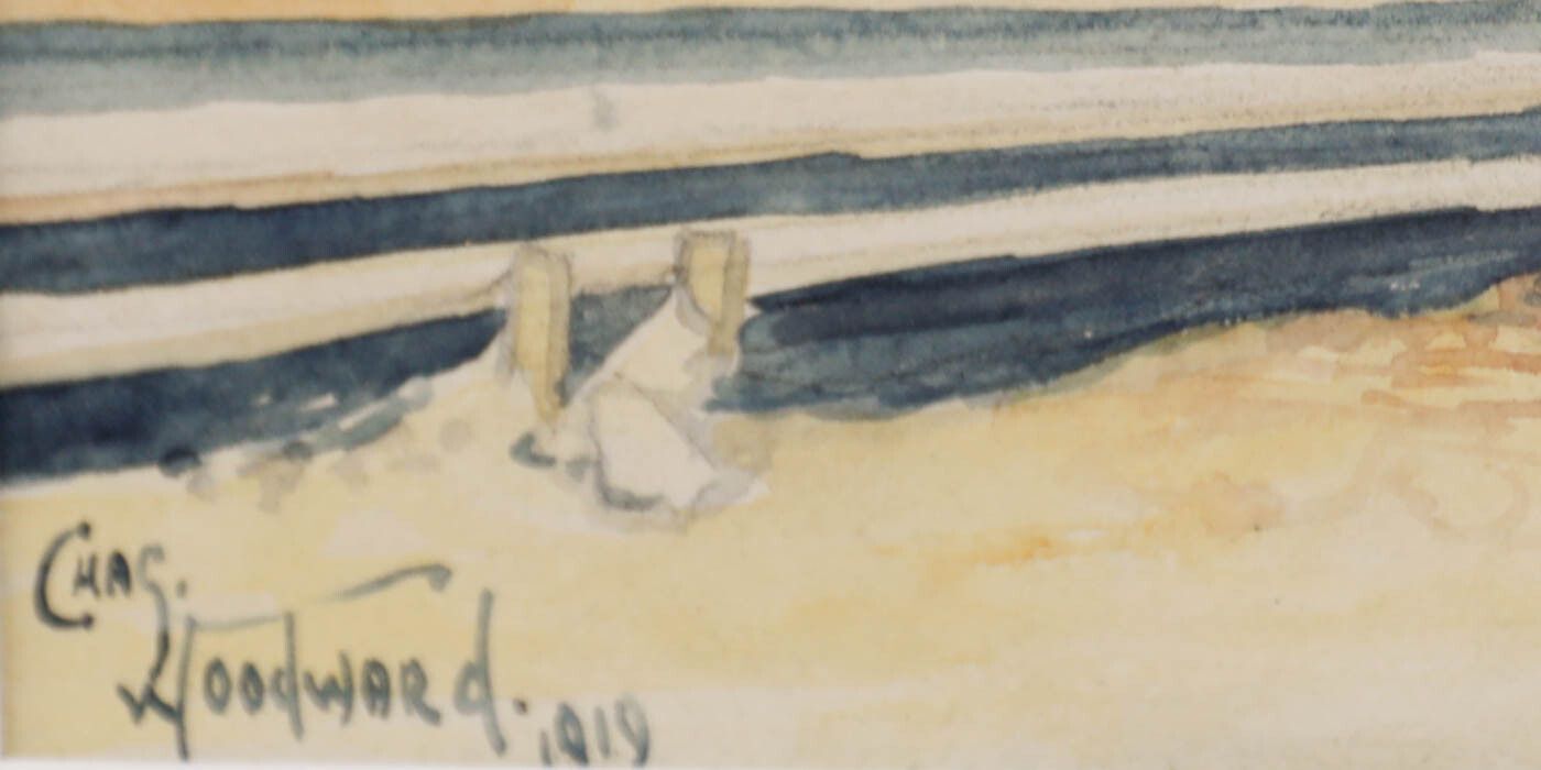 C. Woodward Framed 1919 Watercolour, North African Street Scene photo vinterior