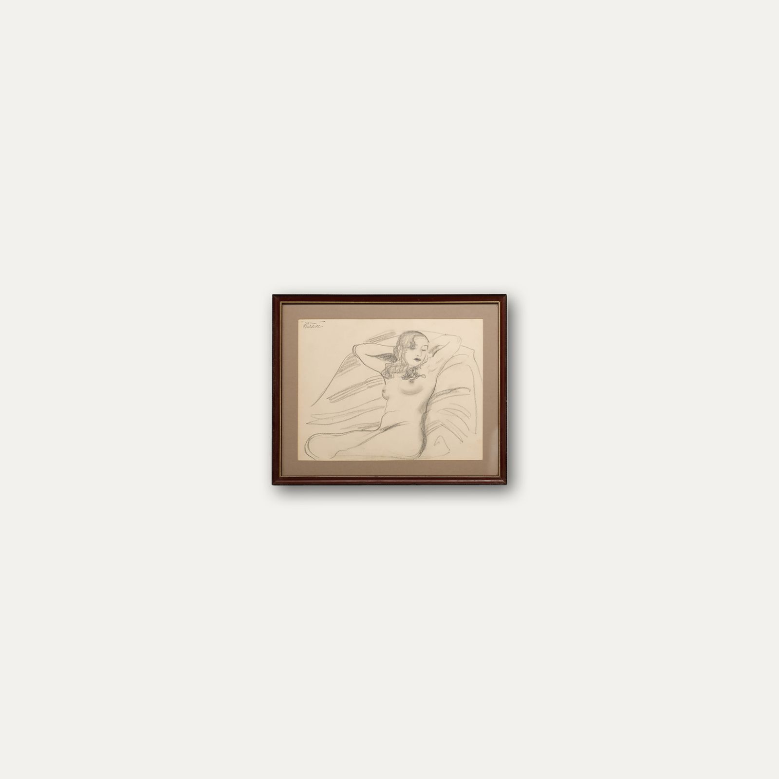 Beson  20th Century Graphite Drawing, Reclining Nude photo buy