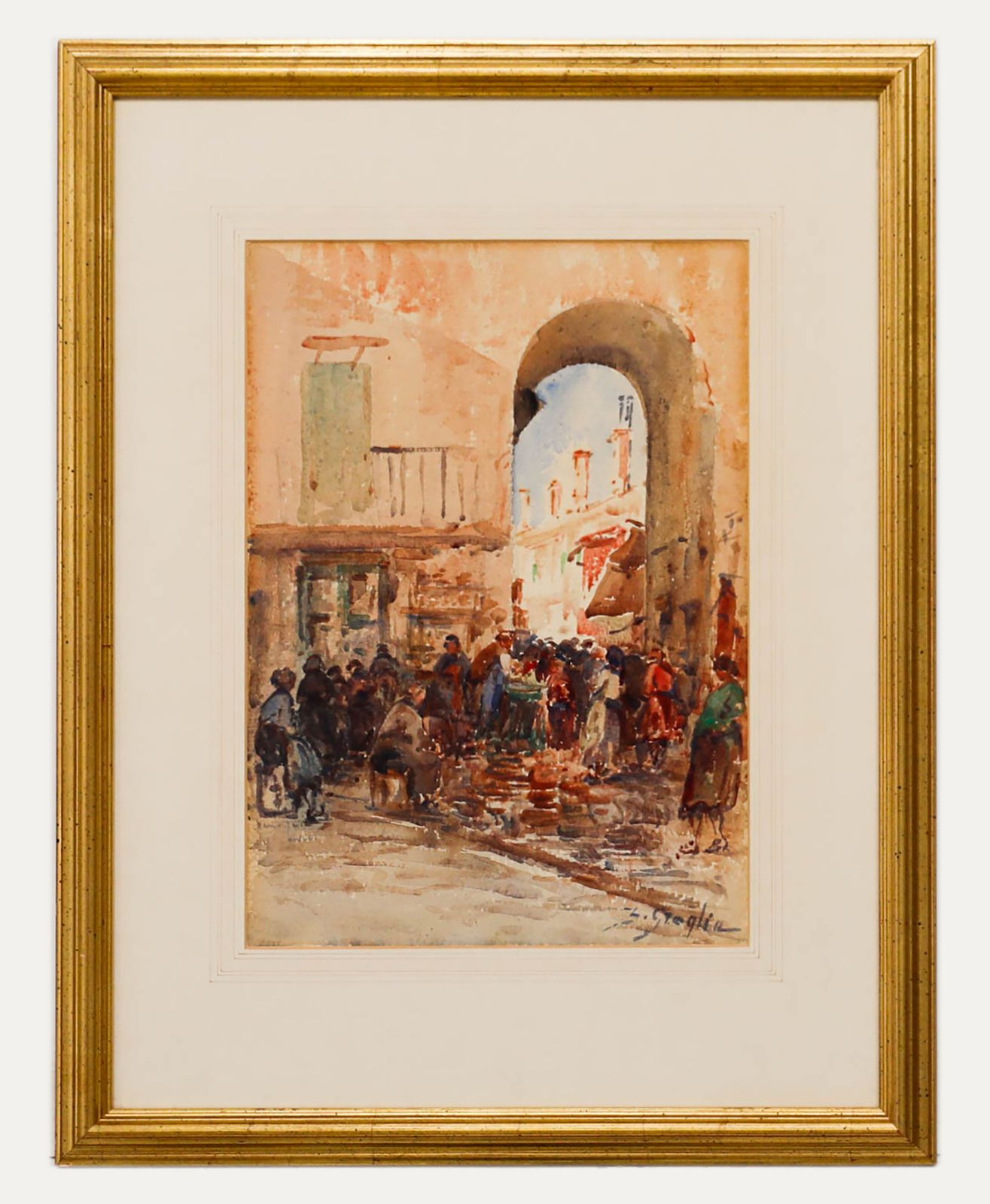 Early 20th Century Watercolour The Market
