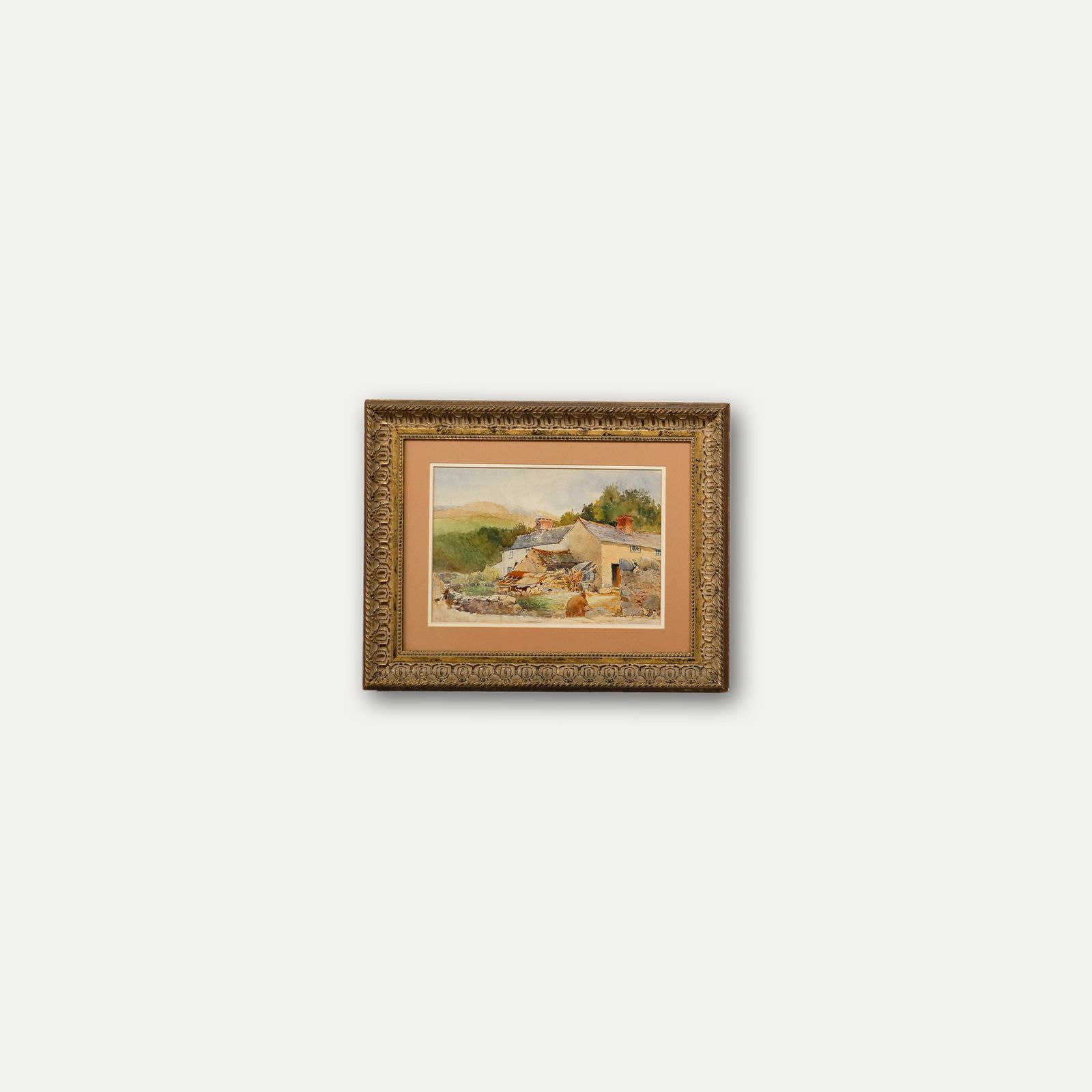 Framed Early 20th Century Watercolour Farm In The Welsh Mountains photo vinterior