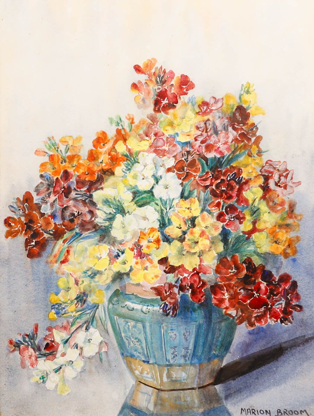 Marion Broom Rws (1878 1962) Framed Watercolour, Flowers In A Chinese Vase photo furniture