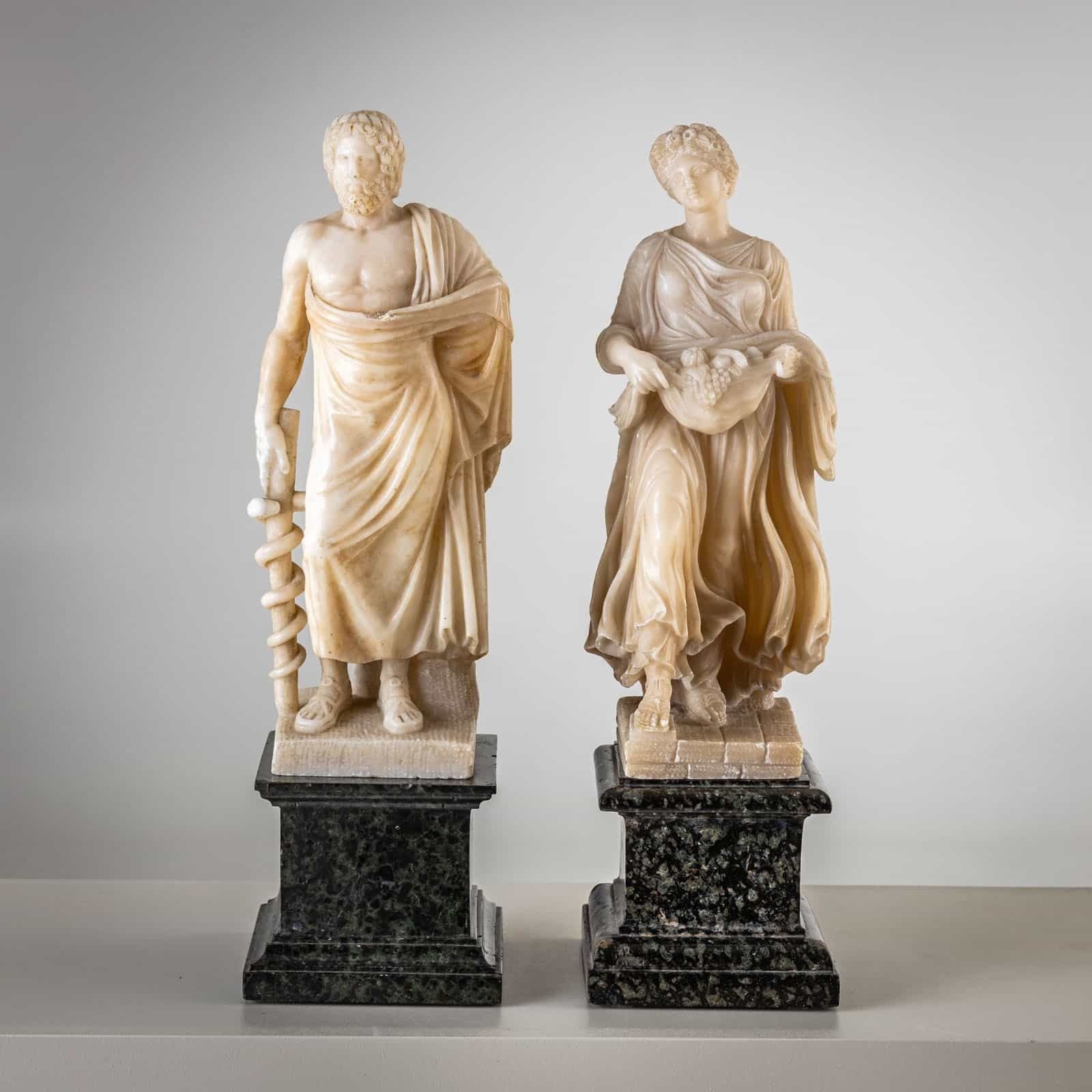 Pair Of White Alabaster Sculptures, 2nd Half 19th Century