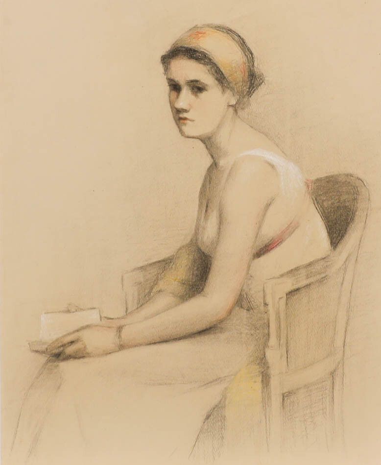 G. Querville Early 20th Century Graphite Drawing, Woman In A Negligée