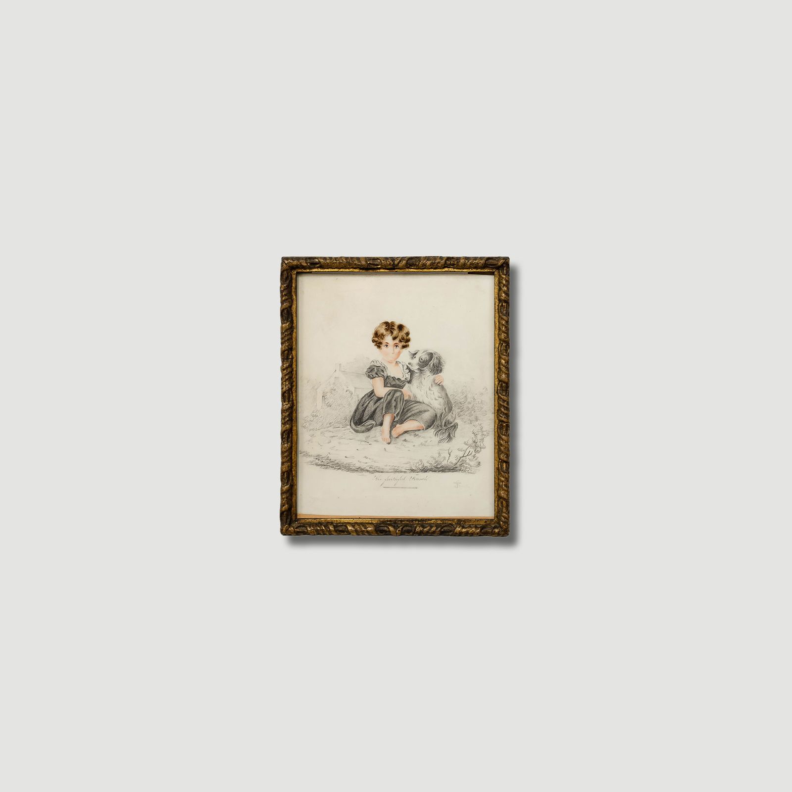 Early 20th Century Graphite Drawing The Faithful Friend photo buy