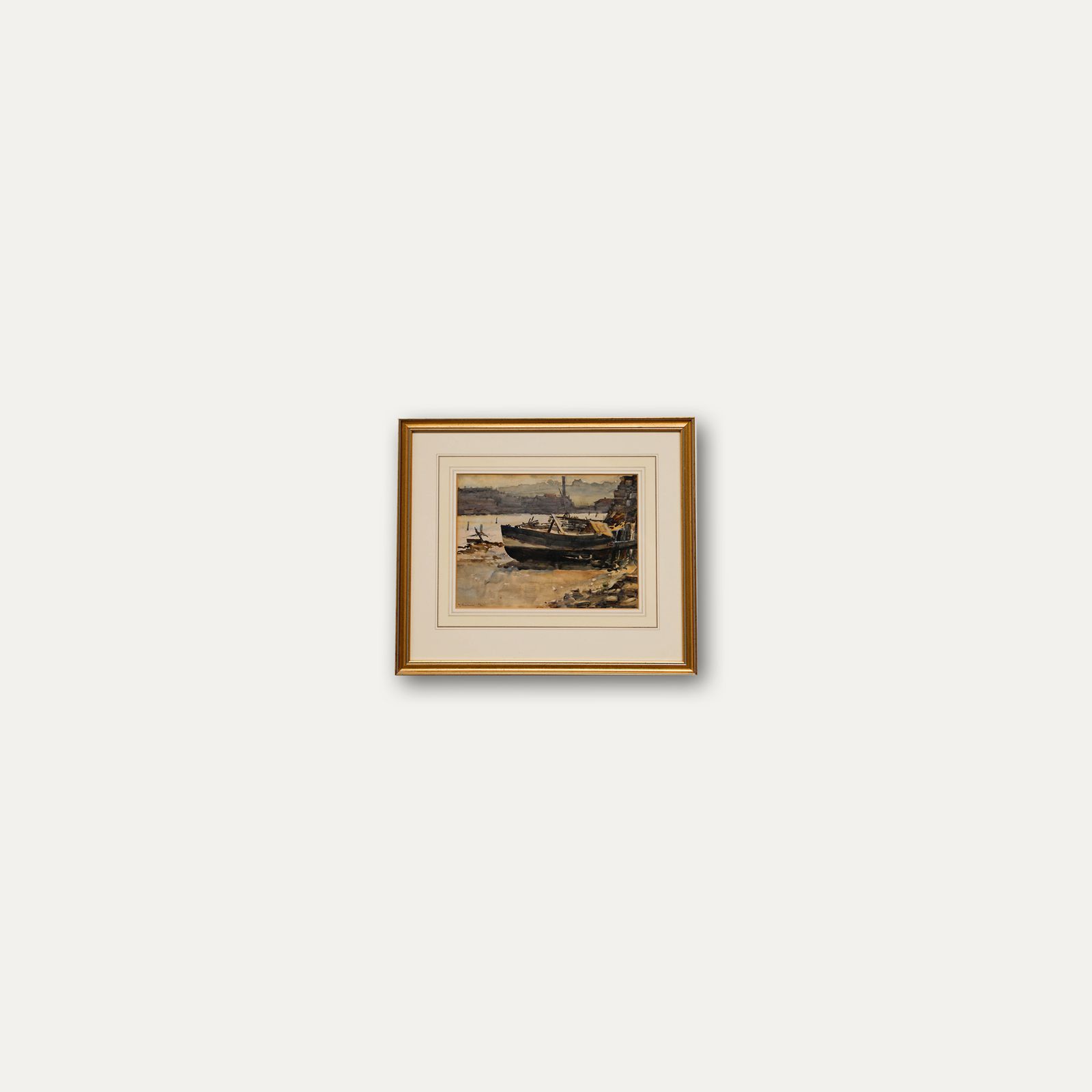 Henry Readman  1912 Watercolour, Beached Fishing Boat photo vinterior