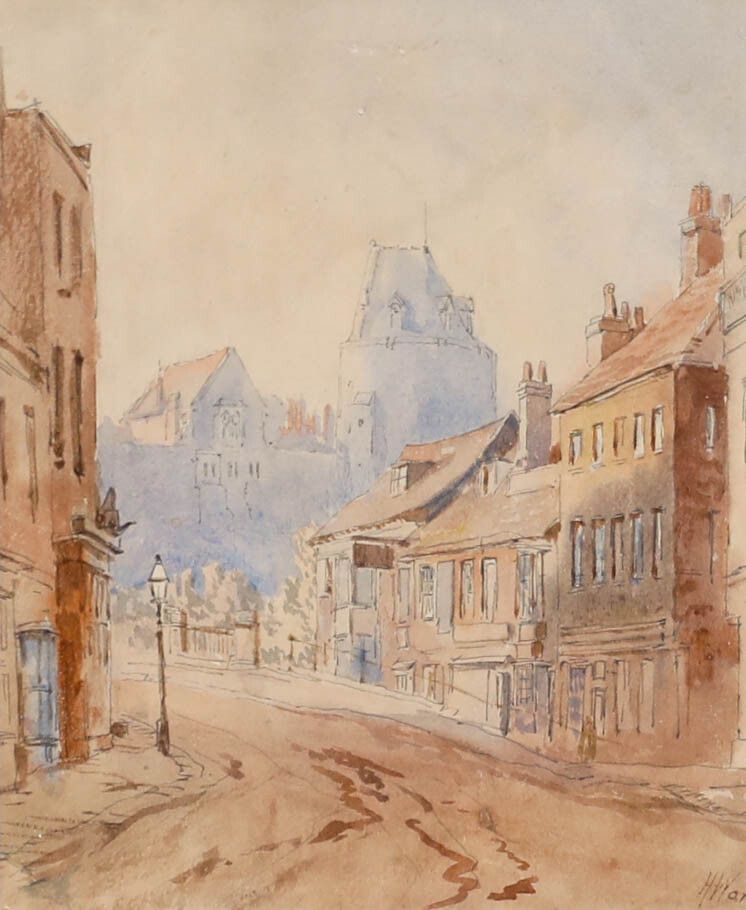 H. Ward Framed Late 19th Century Watercolour, A Street In Windsor photo furniture