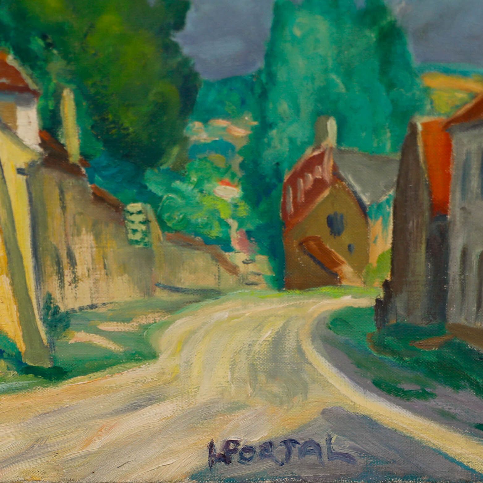 Henry Portal (1890 1982) Mid 20th Century Oil, The Village Road photo vinterior