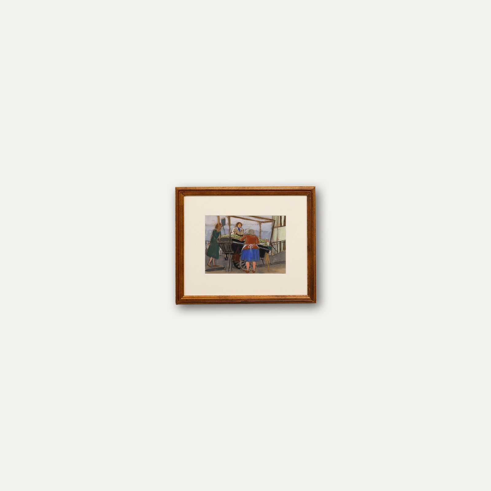 Georges Pacouil (1903 1996) Framed Mid 20th Century Gouache, The Fruit Cart photo vinterior
