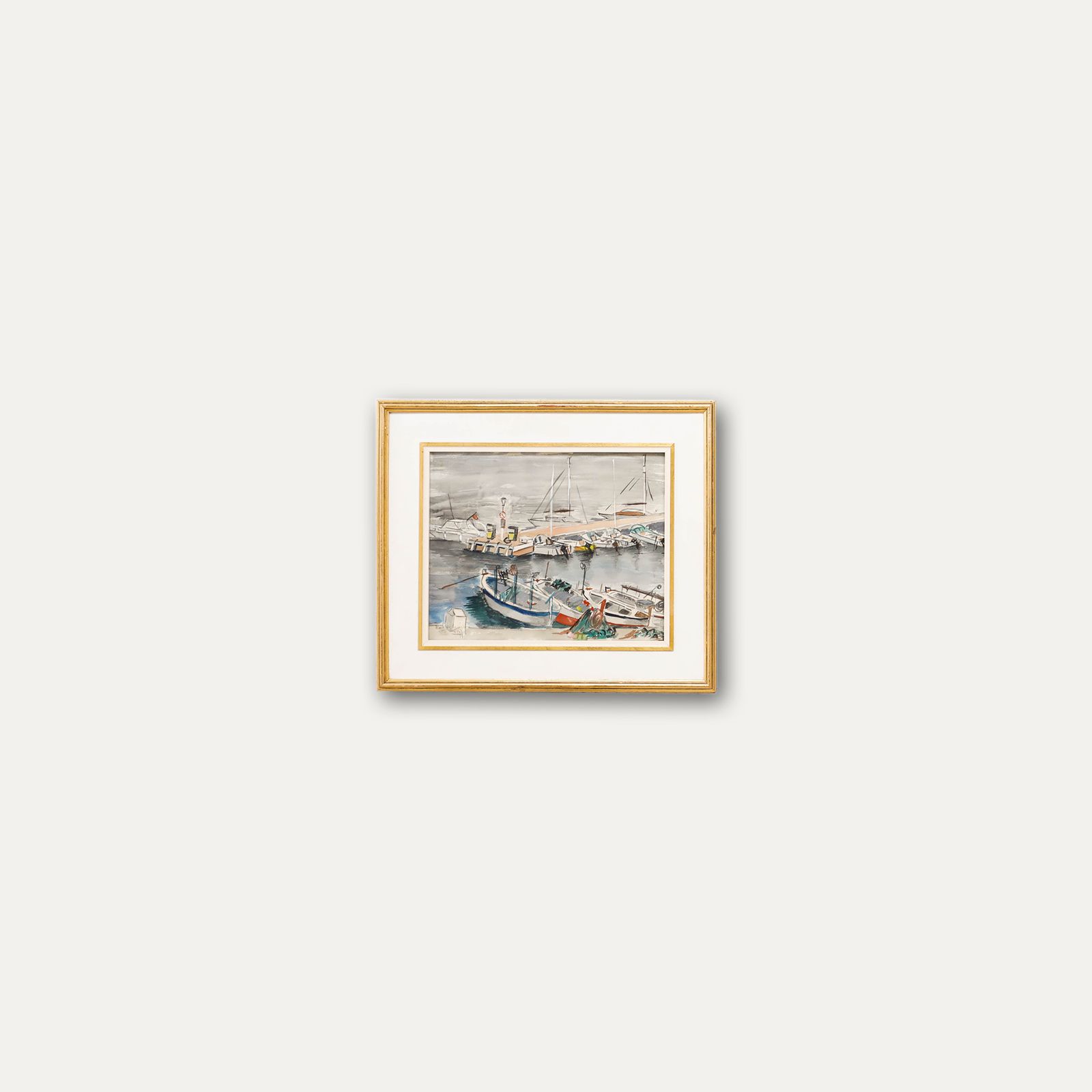 Spanish School Framed 20th Century Watercolour El Port De La Selva photo vinterior