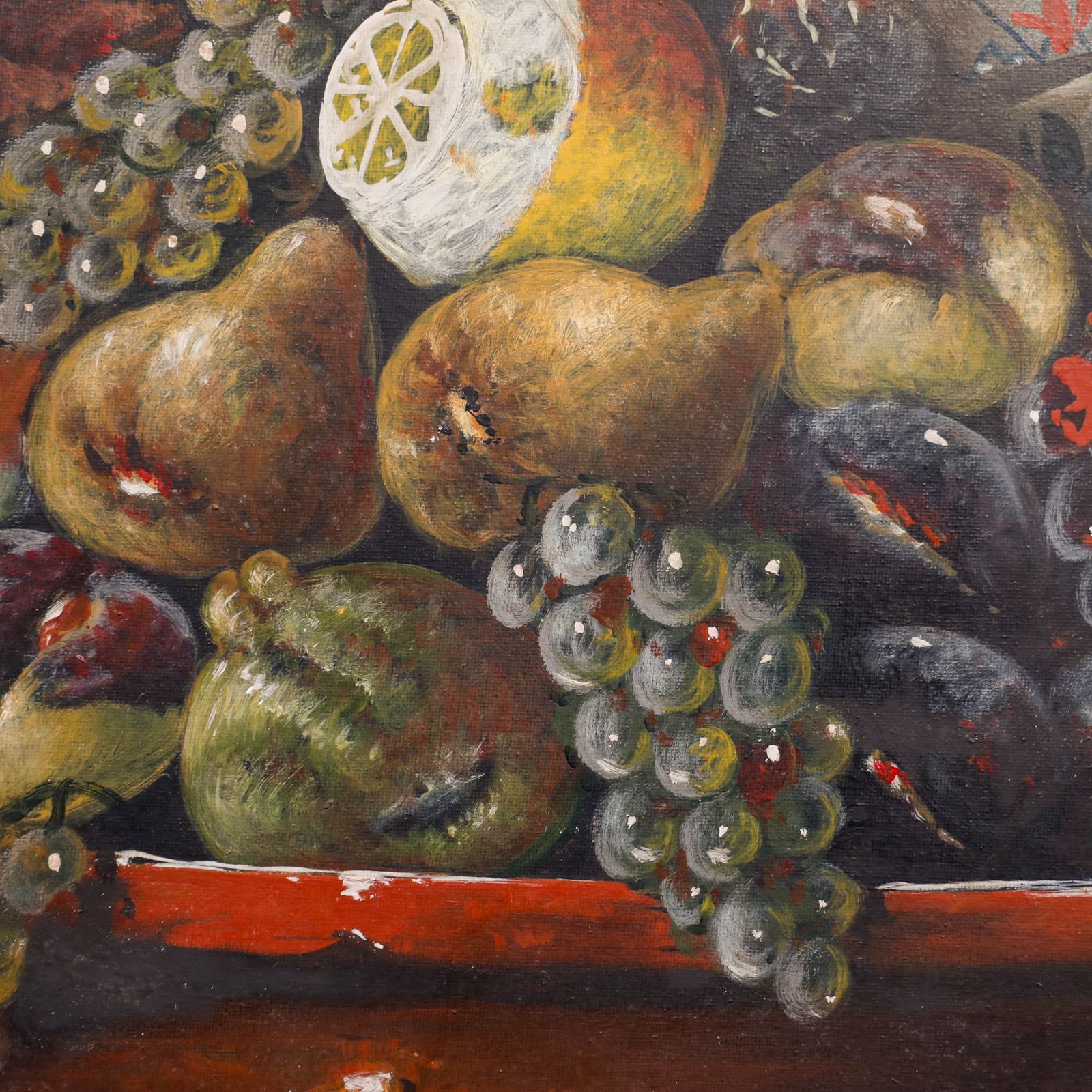 Framed 20th Century Oil Medley Of Fruit photo vinterior