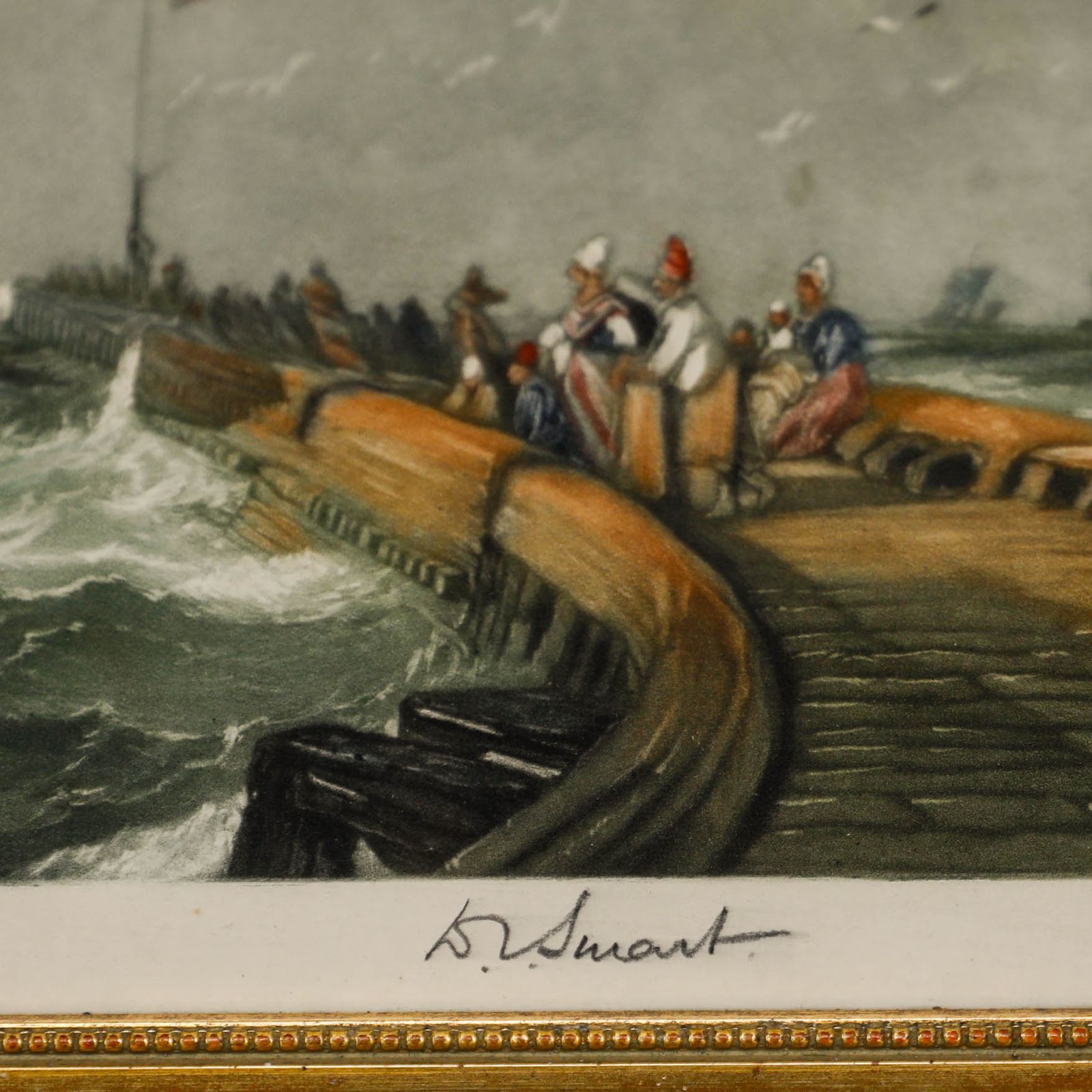 W. Swan 19th Century Aquatint, Storm At The Boardwalk photo vinterior
