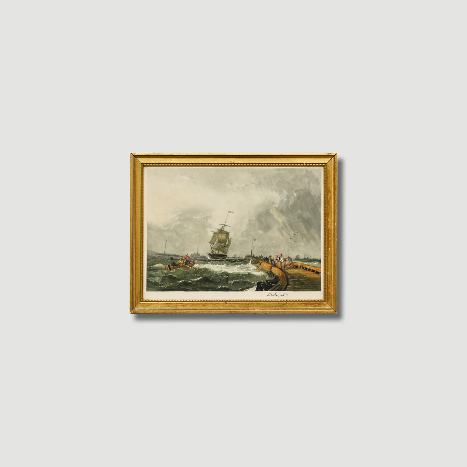 W. Swan 19th Century Aquatint, Storm At The Boardwalk photo buy