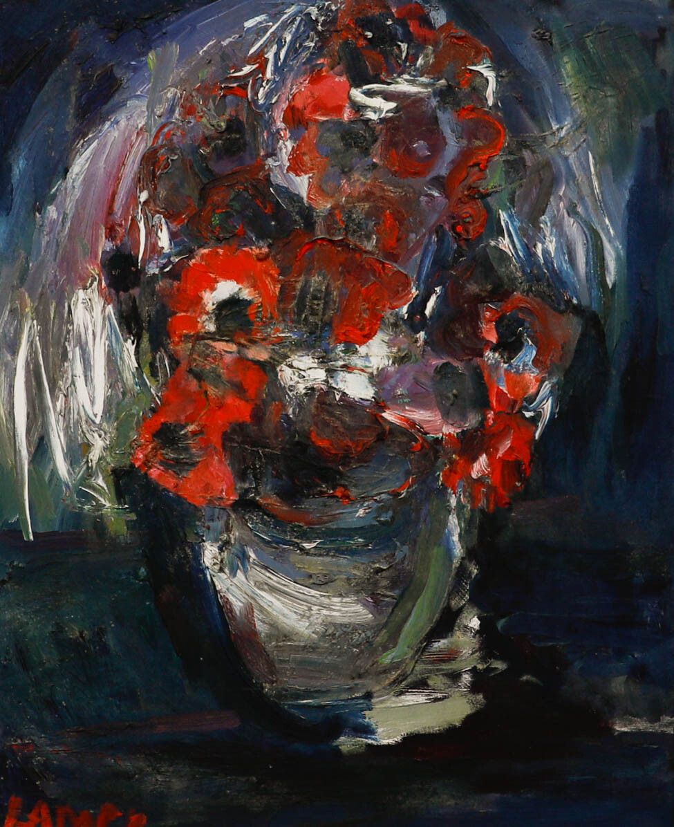 W. Lampl Framed 20th Century Oil, Still Life Of Flowers In A Vase photo furniture
