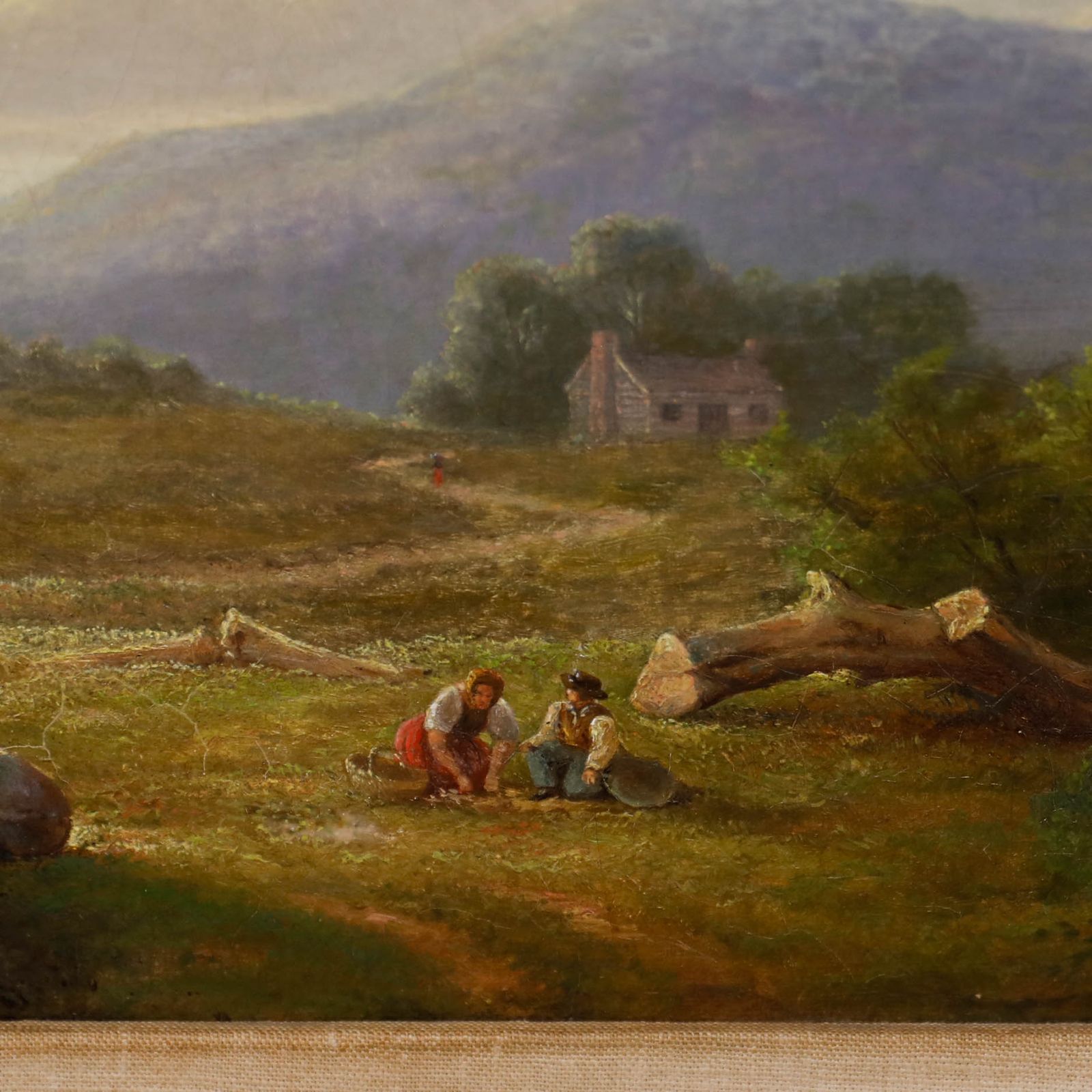 Enrico Altrui Framed Late 19th Century Oil, Tree Felling photo Art