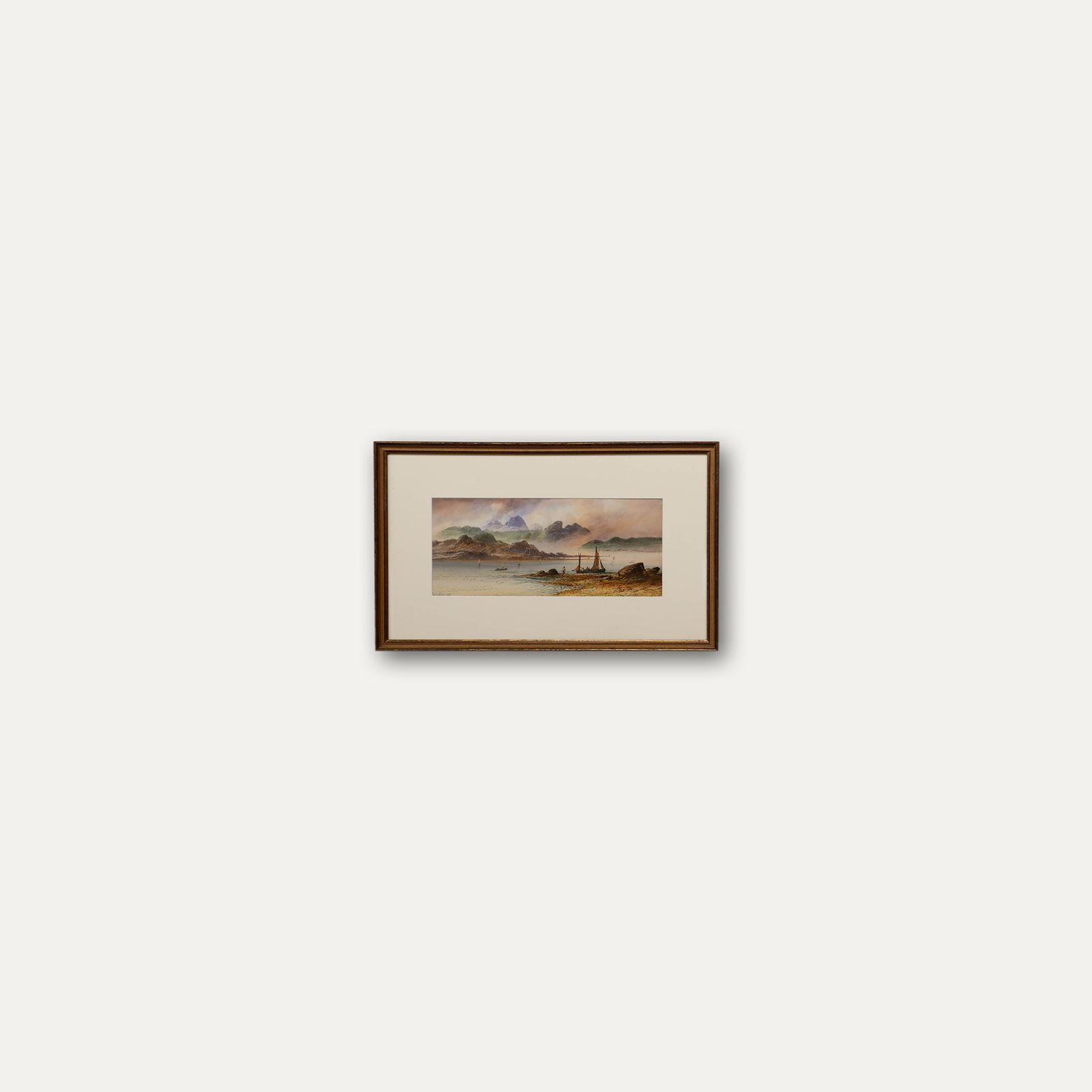 Edwin Earp (1851 1945) Watercolour, Sublime Landscape With Fishing Boats photo buy