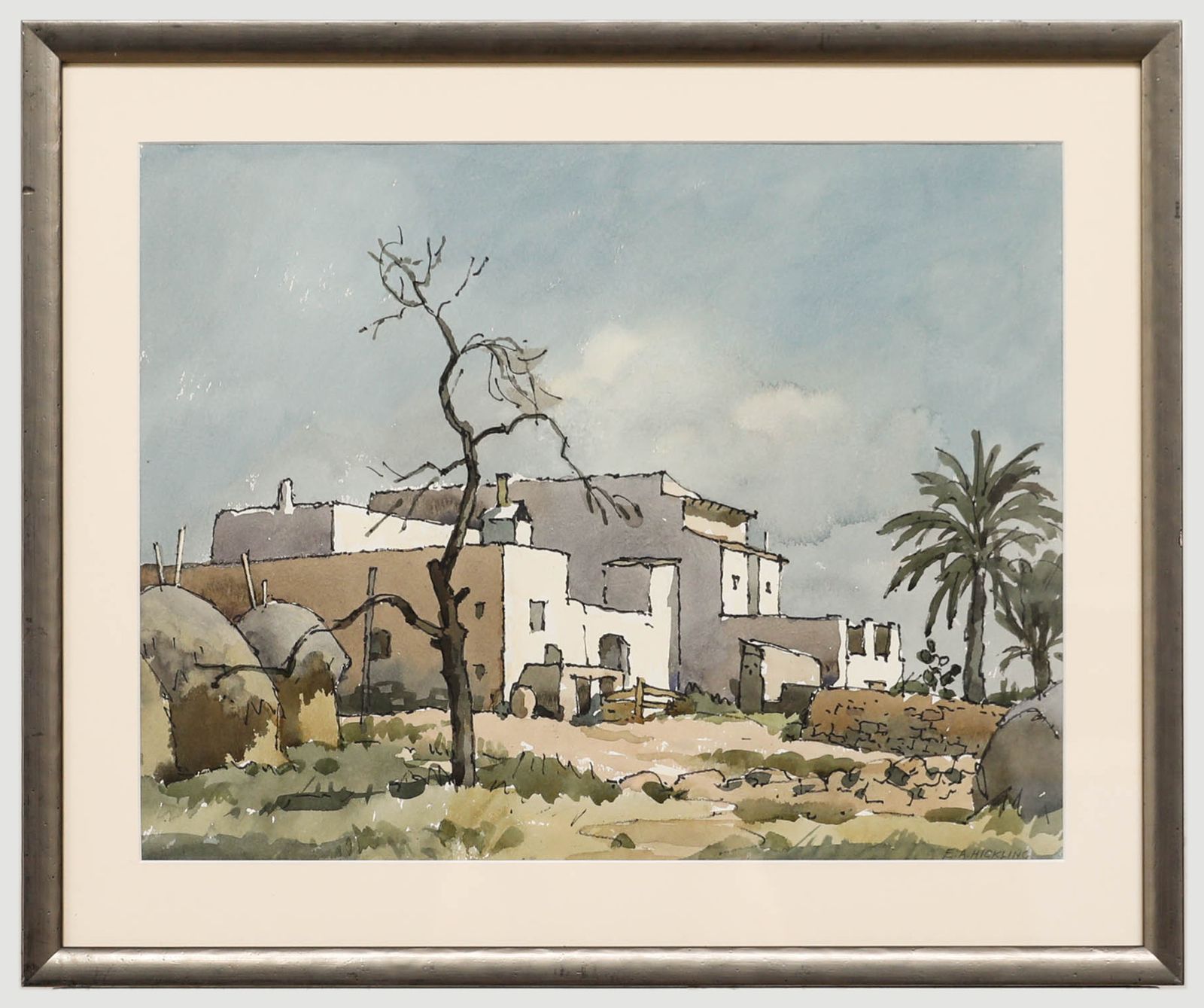 Edward Albert Hickling (1913 1998) Watercolour, View Of The Villa