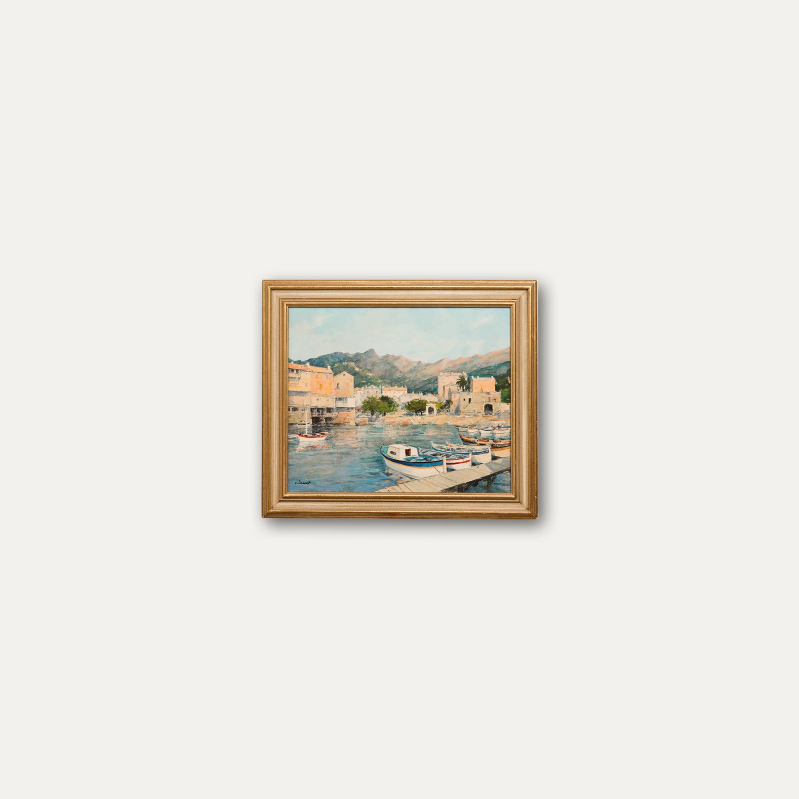 Claude Jousset (B.1935) Framed 20th Century Oil, Petit Port En Italie photo buy