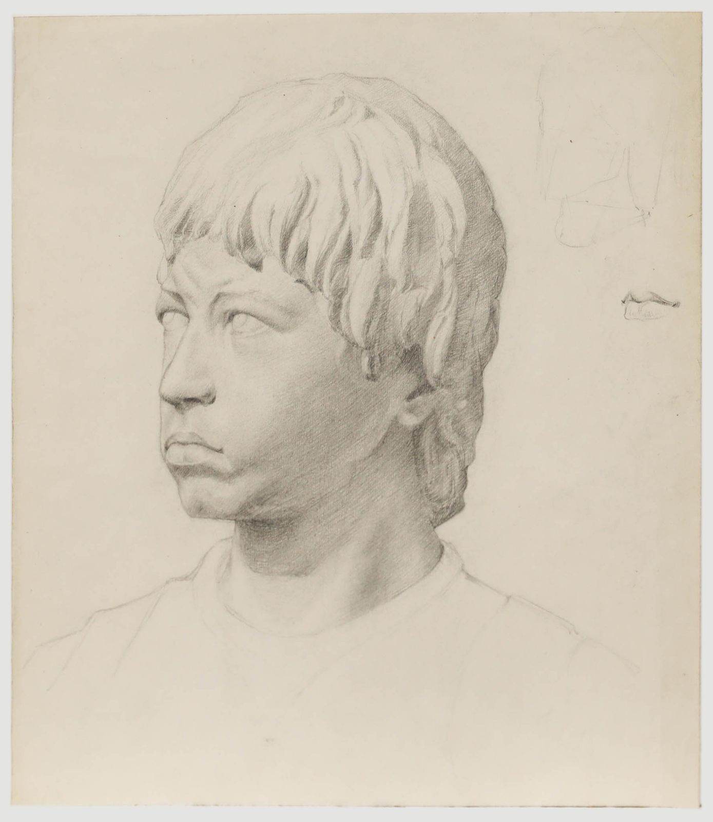 William Kerry Early 20th Century Graphite Drawing, Classical Head Study photo furniture